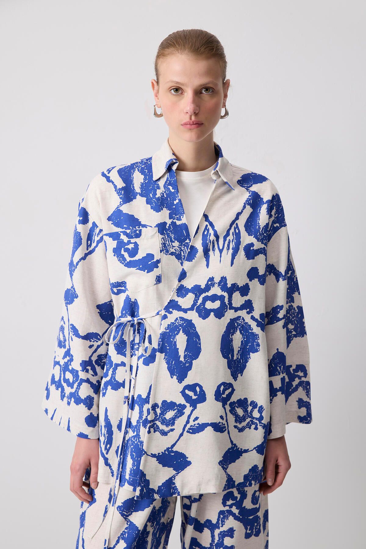 Touché Privé-Set pantaloni kimono cu modele texturate din in 2