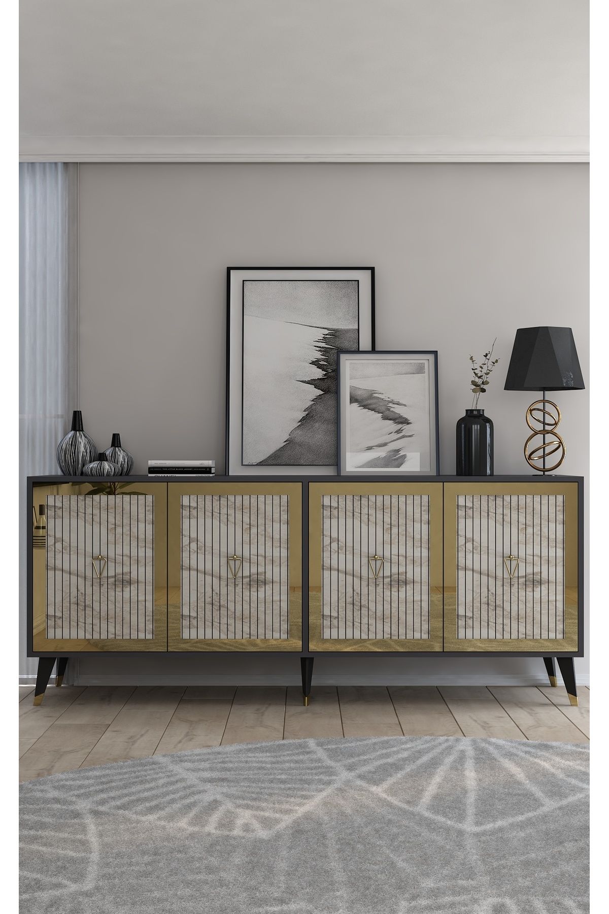 DemonteHome BENNERDH (KX180) KONSOL ANTRASİT-EFESMERMER-ALTIN