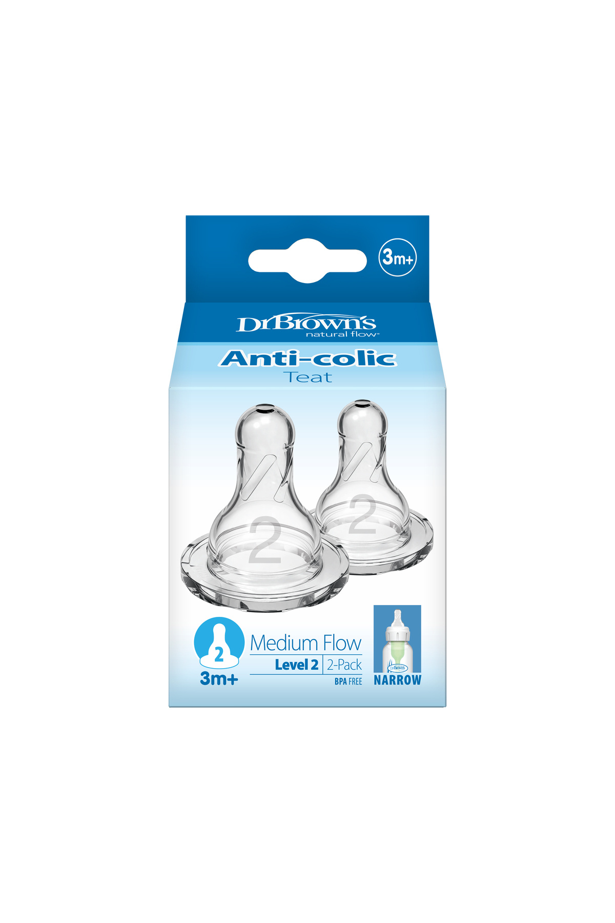 Dr.Brown's 2. Seviye Dar Ağız Options Silikon Biberon Emziği, Ikili Paket fotoğrafı 3 (önizleme)