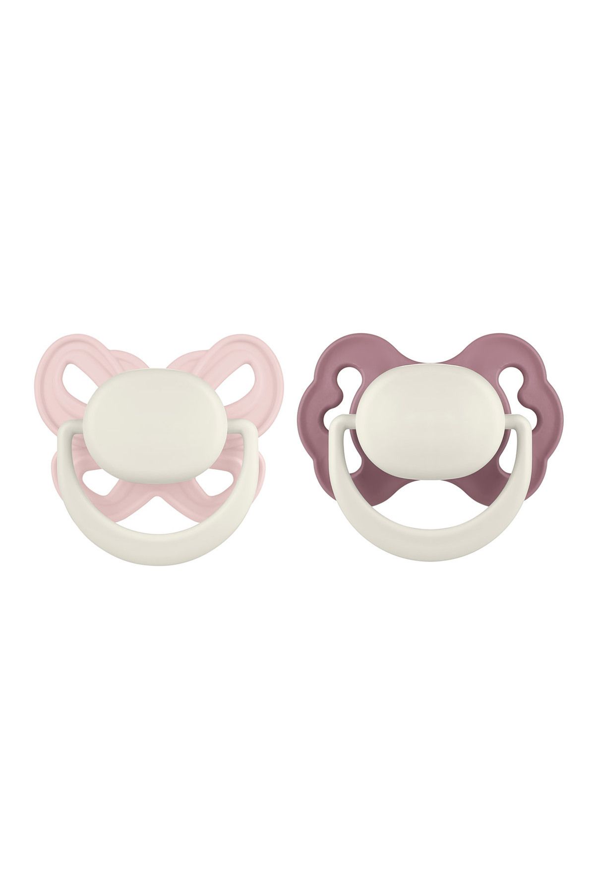 MOOMA Clown and Butterfly 2'li Emzik No:1 (0-6 Ay) - Baby Pink ve Brownish Purple
