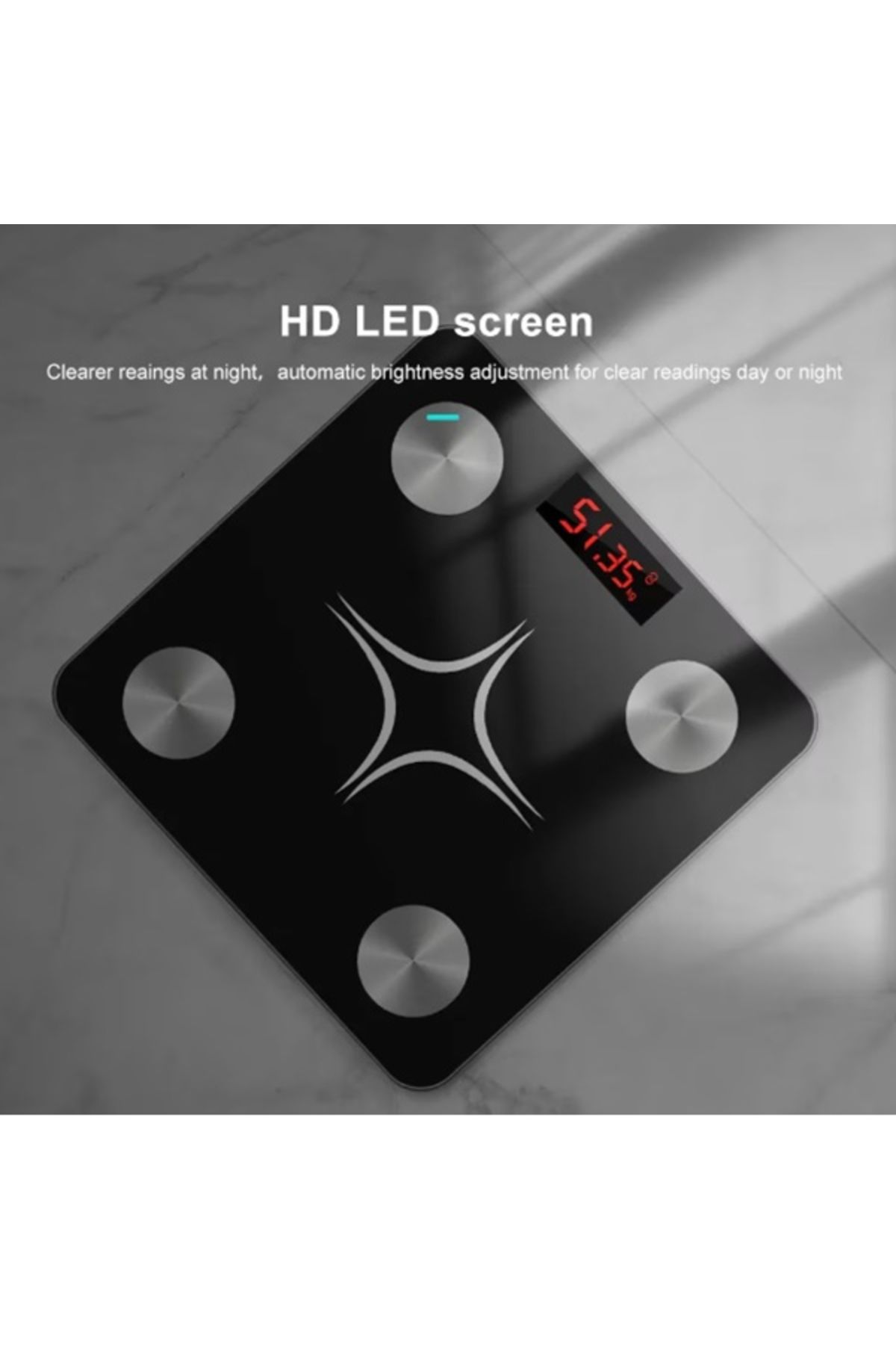 Depox-Cantar de baie electronic inteligent, aplicatie inteligenta, display digital iluminat, termometru, maxim 180 kg 6