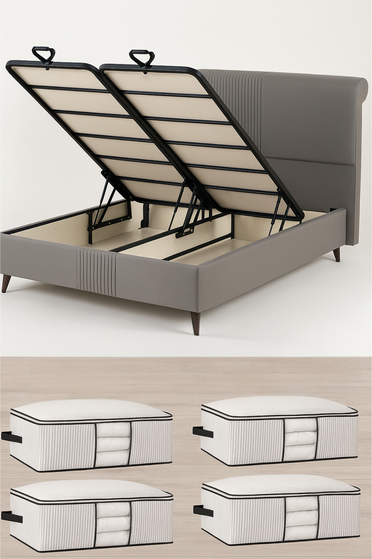 Formeya-4 luxuriöse Sockel- und Unterbett-Organizer mit Fenstern – Sockel unter dem Sockel, 64 x 45 x 22 cm 3