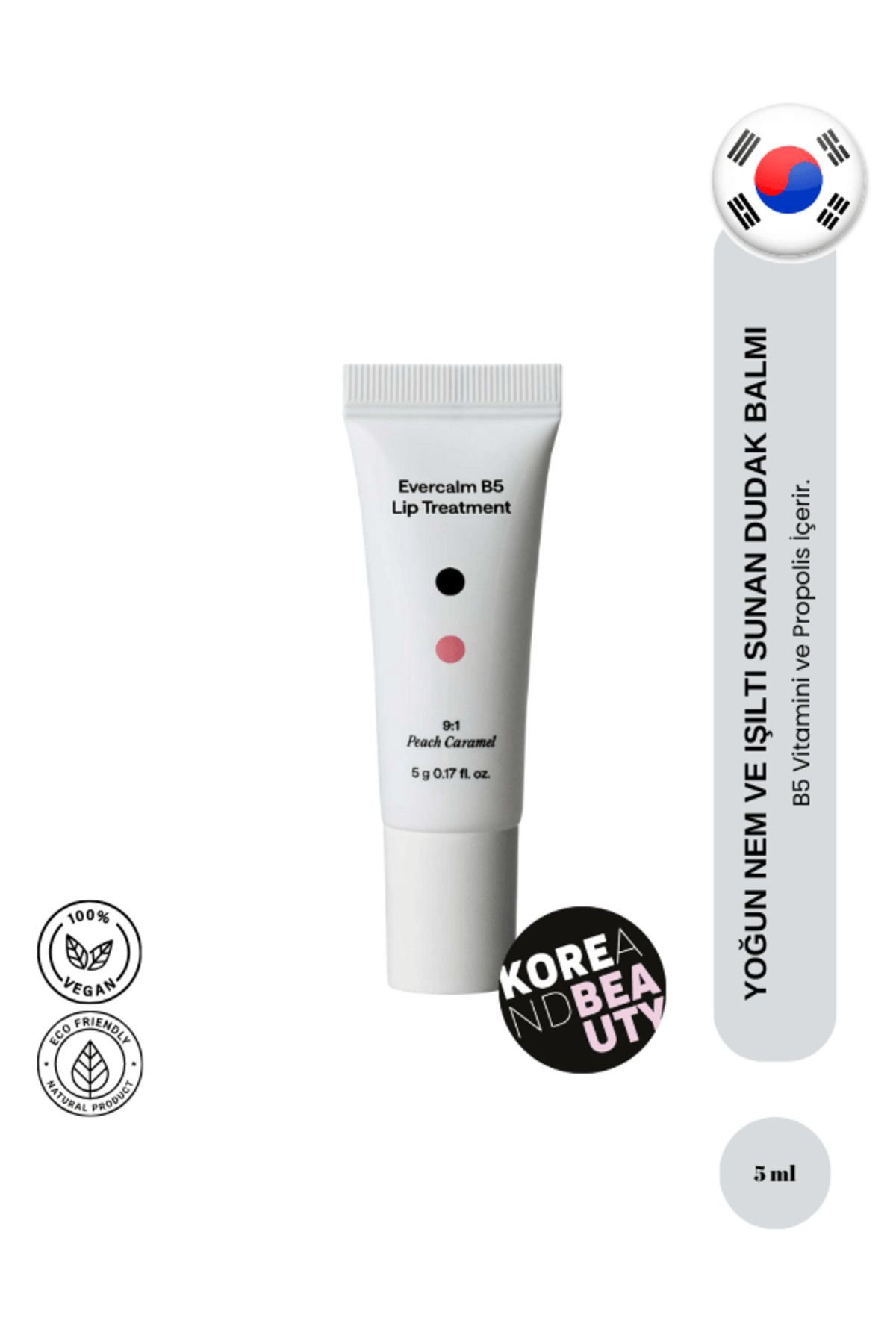 BLAB [9:1] Evercalm B5 Lip Treatment Peach Caramel 5g | Yoğun Nemlendiricili ve Işıltılı Dudak Balmı