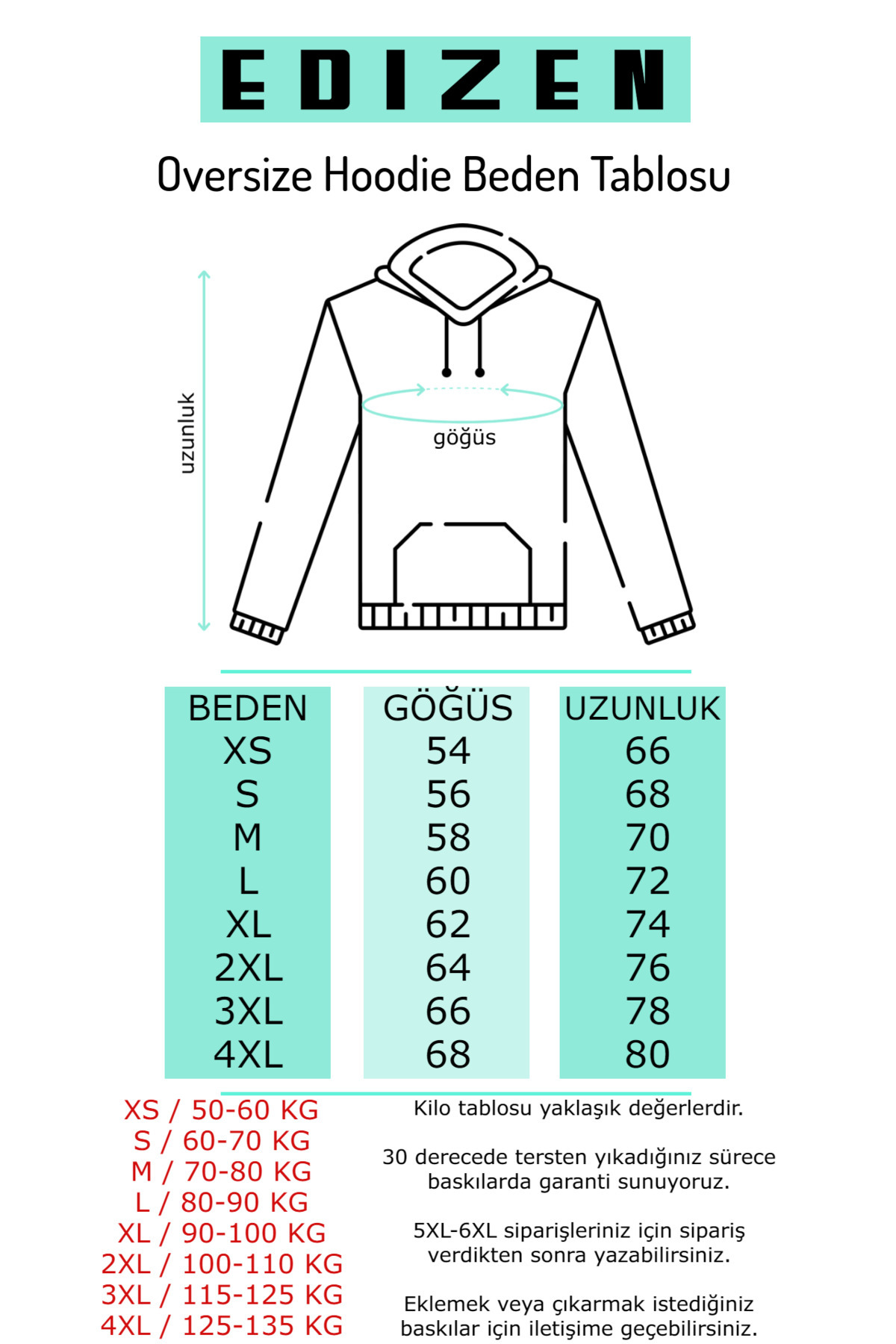 Edizen  Çarşı Holigan Siyah Kar Maskeli Düz Oversize Kapüşonlu Sweatshirt - Görsel 5