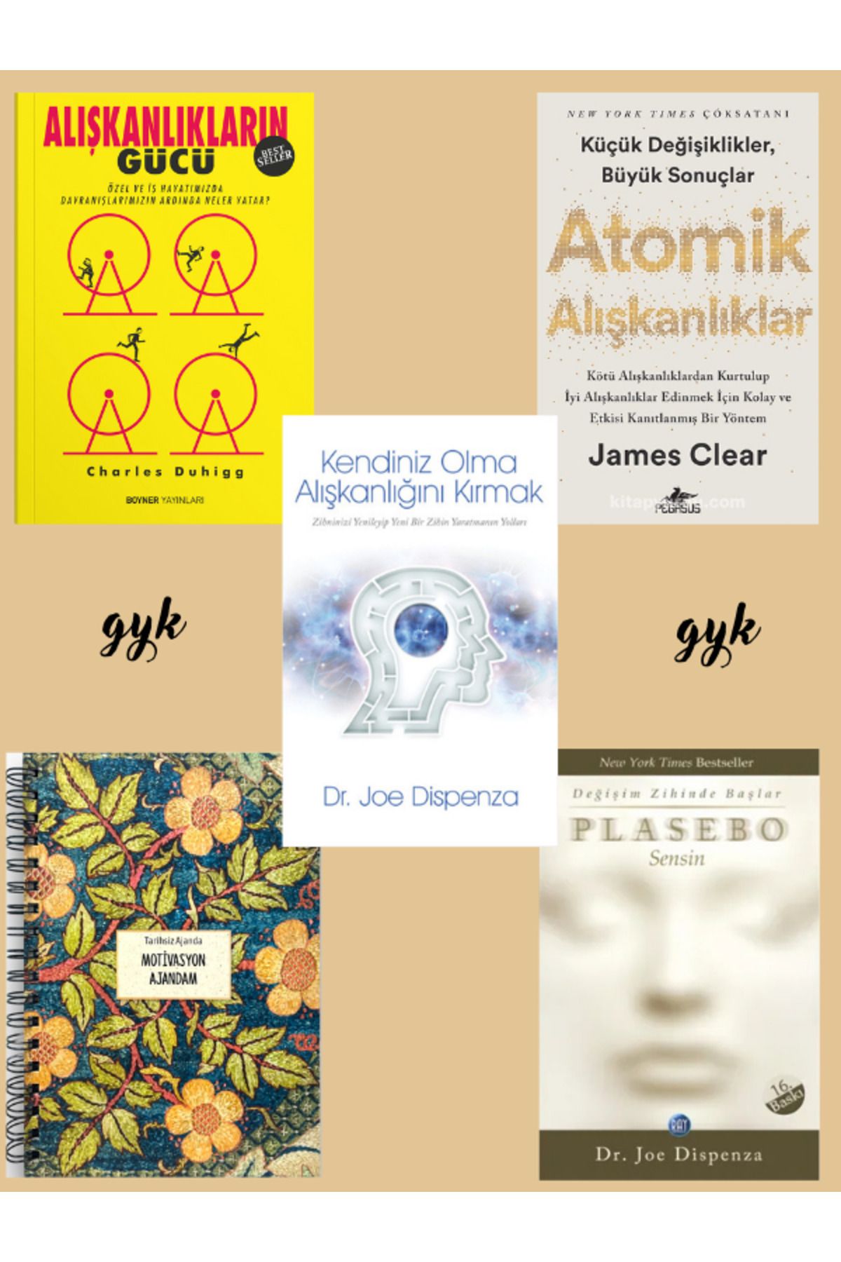 Diyojen Yayıncılık Alışkanlıkların Gücü-Atomik Alışkanlıklar-Kendiniz Olma Alışkanlığını-Plasebo Sensin (Ajandalı 5SET)