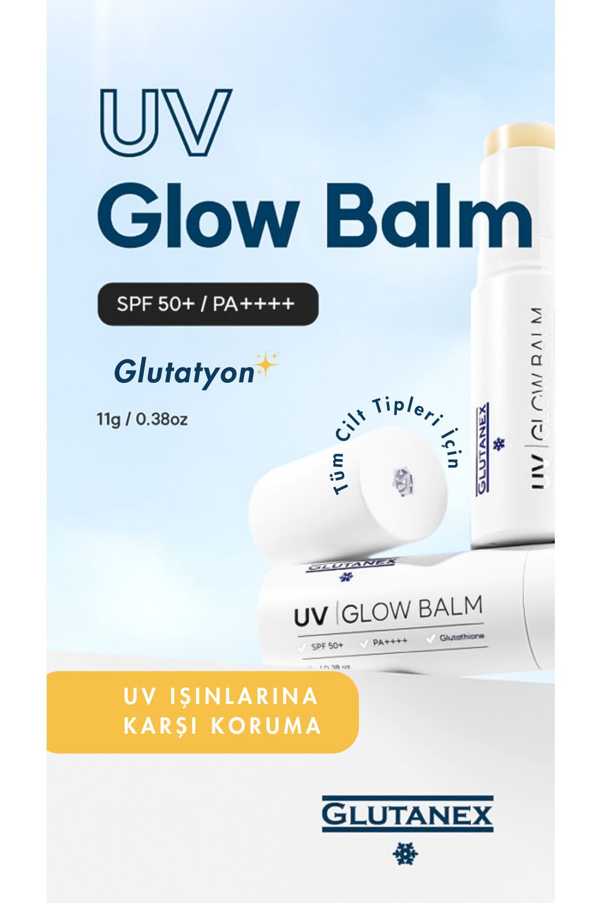 ضد آفتاب UV Glow Balm Stick Spf 50+ Pa++++ بی رنگ ۱۱ گرم GLUTANEX