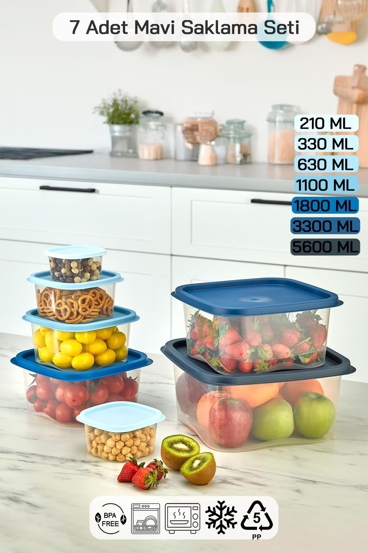 HOMENIVA-7 Size Square Storage Container Set - Storage Container Suitable for Microwave and Deep Freezer 2
