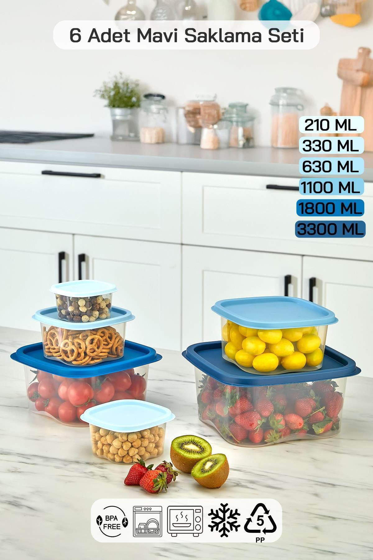 HOMENIVA-6 Size Square Storage Container Set - Storage Container Suitable for Microwave and Deep Freezer 2