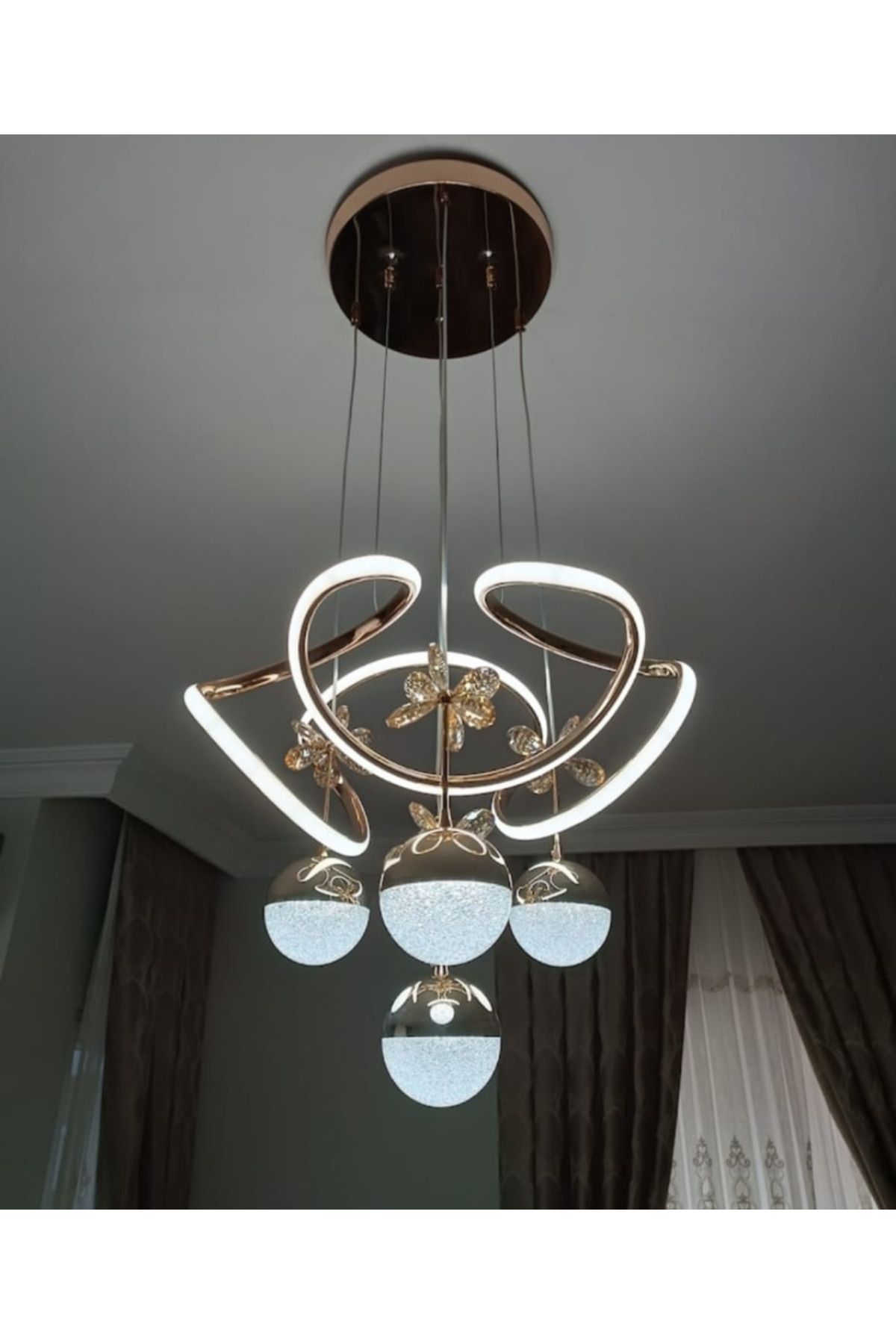 LEDEVİM Led Avize 3'lü Halozen 4 Top