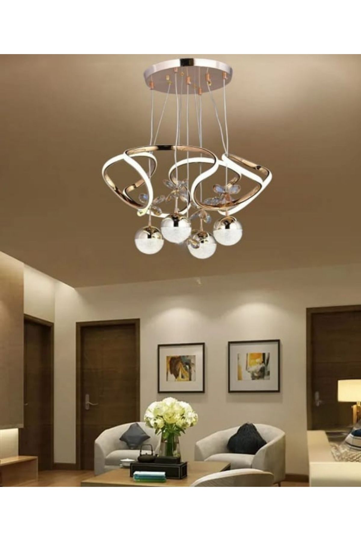 LEDEVİM Led Avize 4'lü Halozen 4 Top