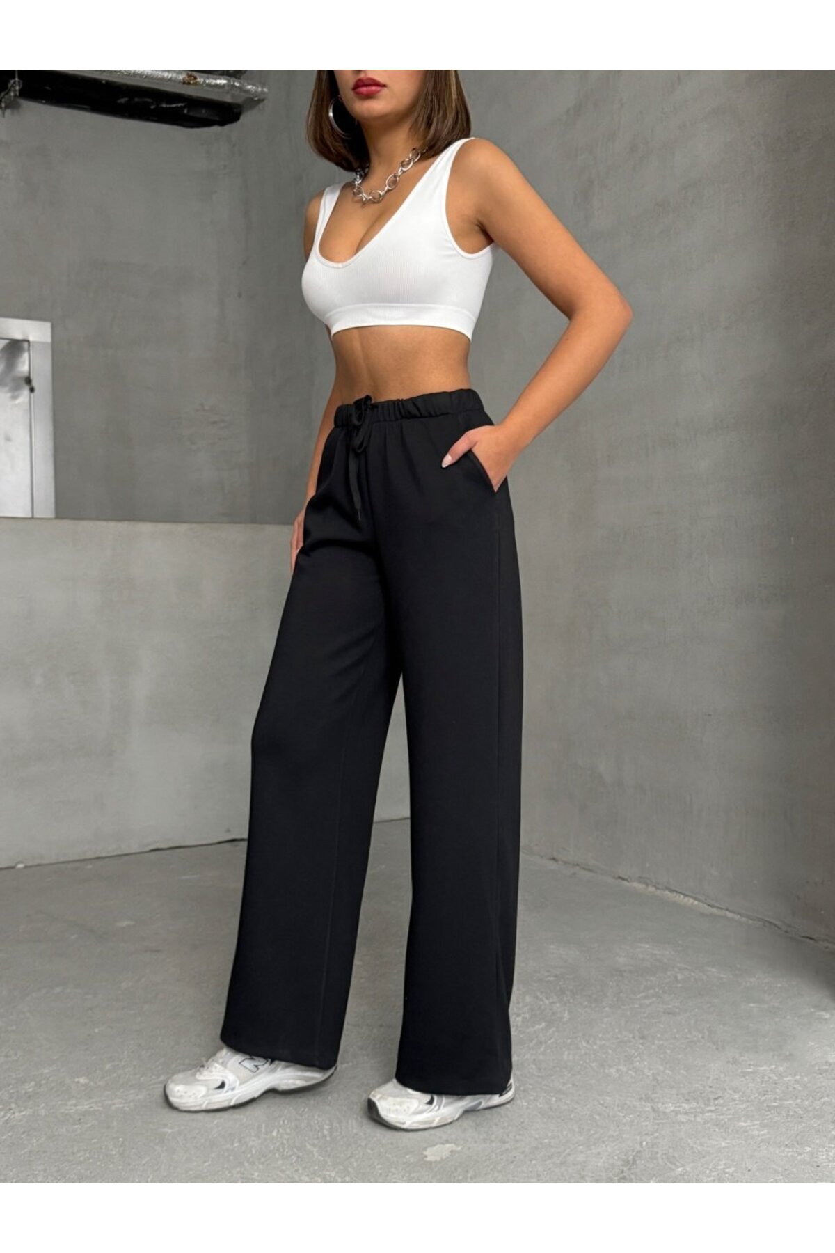 ADA MODA-Flared trousers with drawstring waist 3