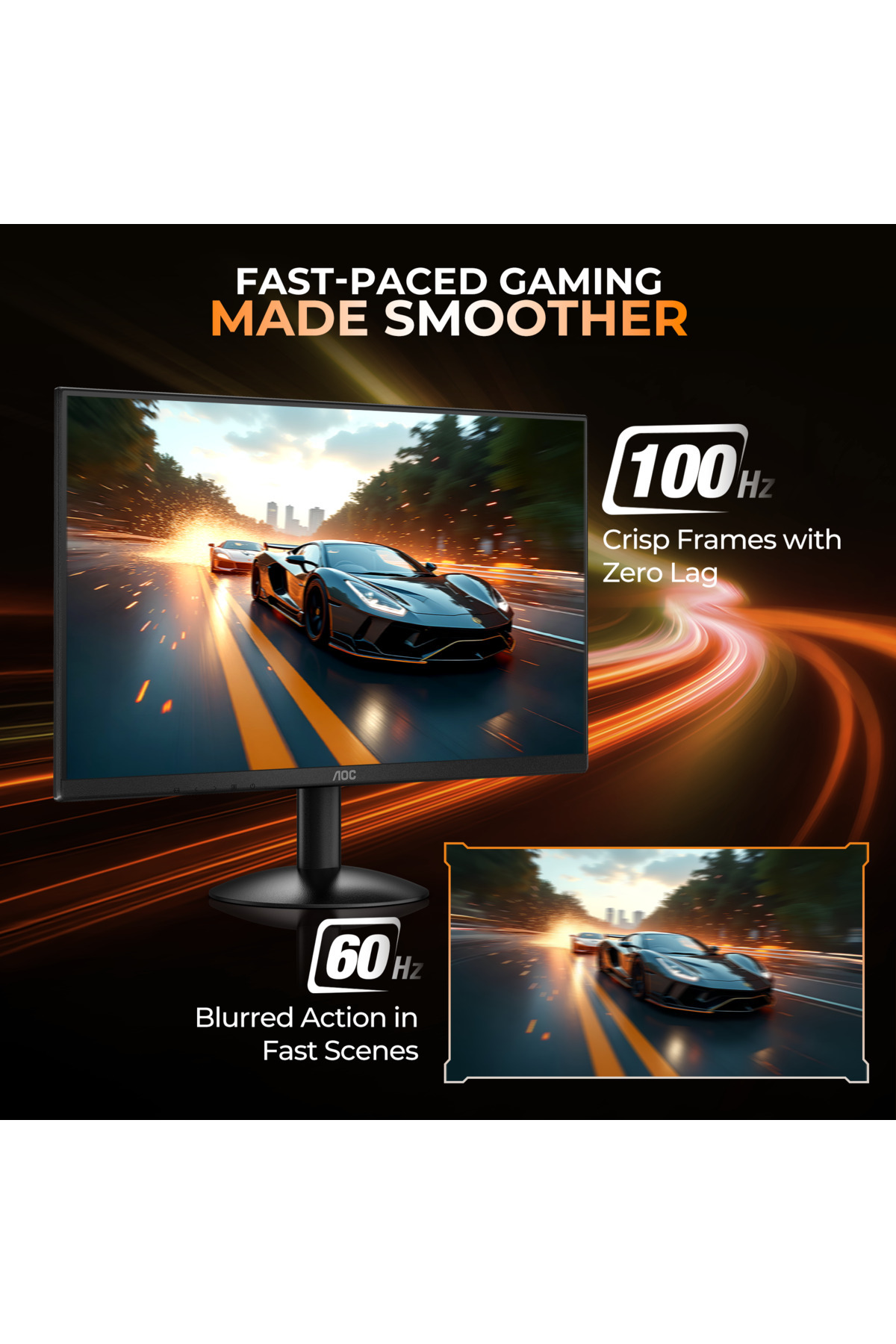 Aoc-22b30hm2 Gaming Monitor 22 Inch, Ips, Fhd 120hz, Hdmi, Height, Tilt & Pivot Adjust Stand, 4