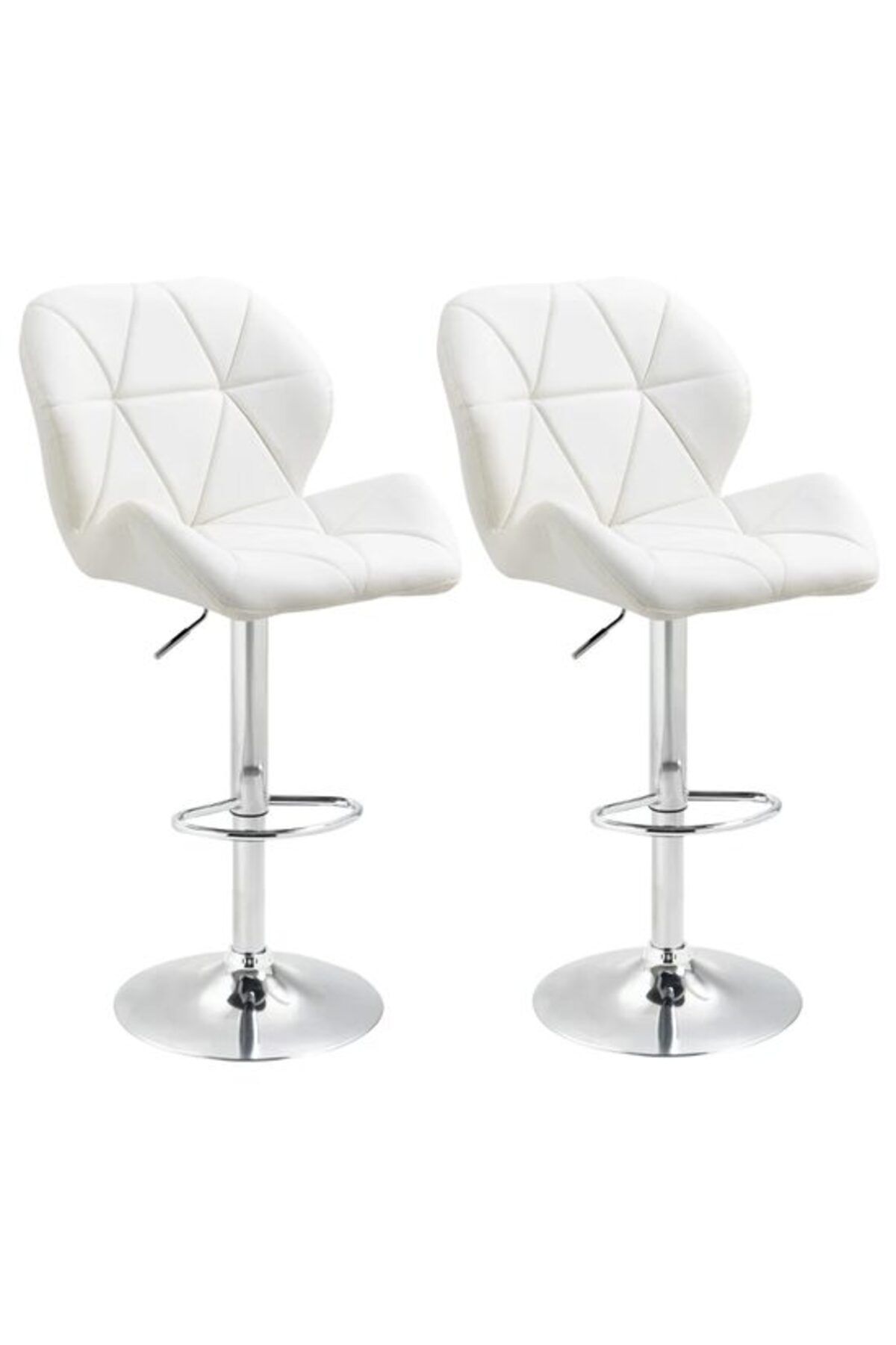 ART Set 2 Scaune Bucatarie/bar, Avery, Pivotante, Piele, Alb Si Argintiu, 51,5x57,5x93-114,5 Cm - One Size