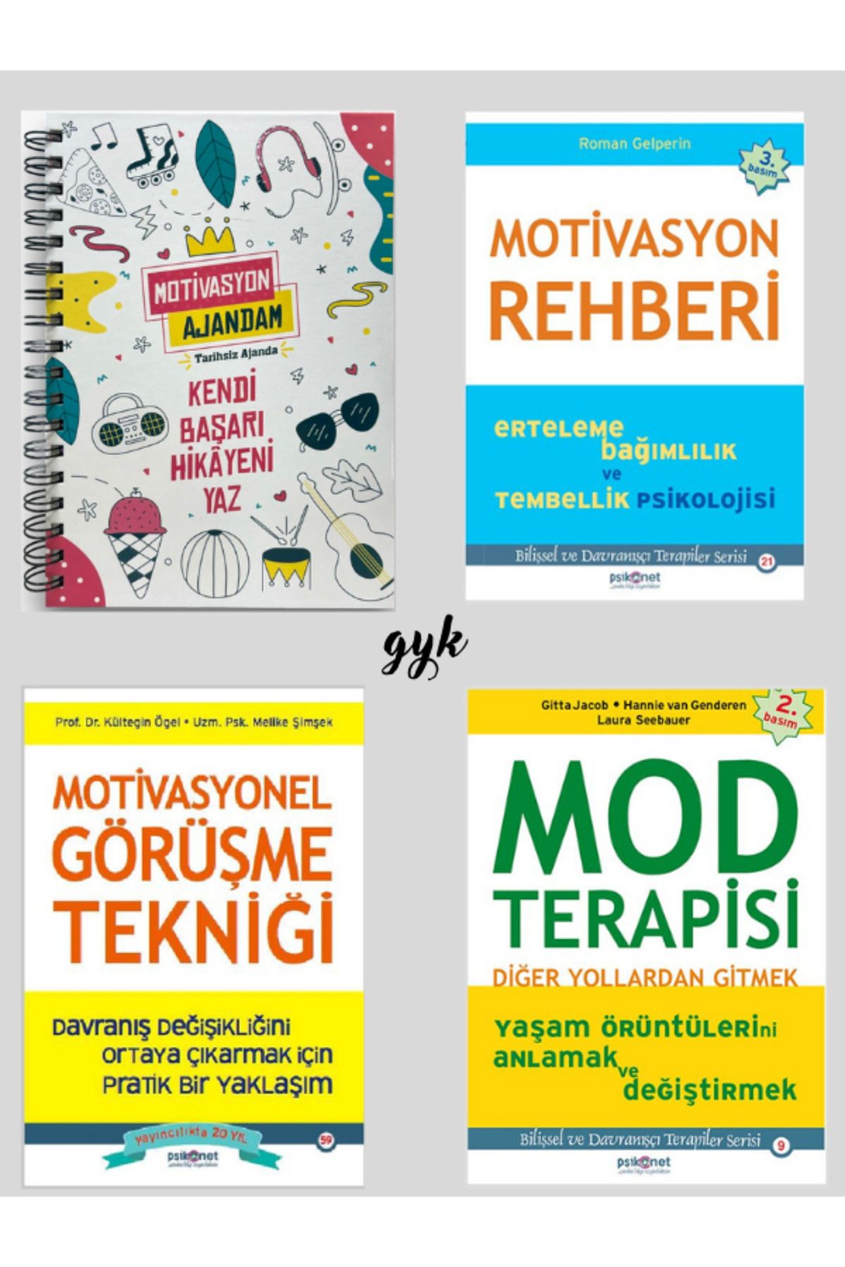 Psikonet Yayınları Motivasyon Ajandam-Motivasyon Rehberi-Motivasyonel Görüşme Tekniği-Mod Terapisi 4'lü SET