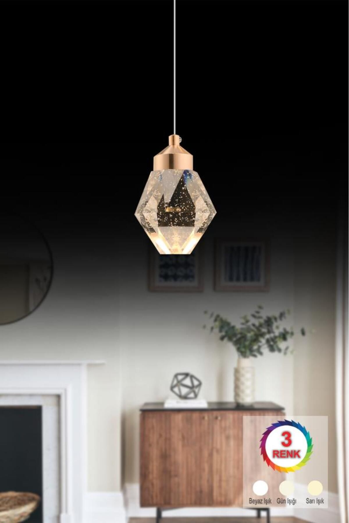 İstanbul Avize İstanbul Avize Kabarcıklı Liya Tekli Gold 3 Renk Ledli Modern Led Avize