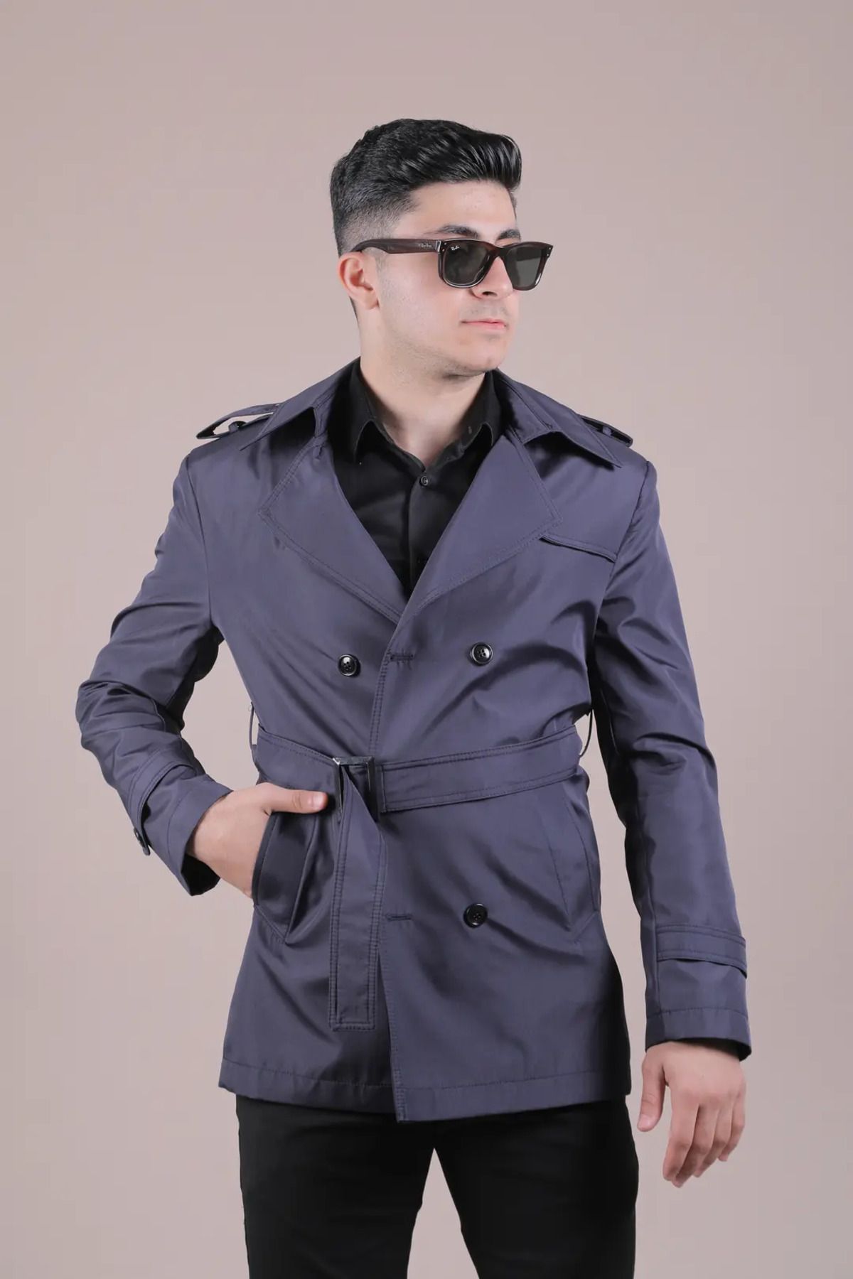 RIMAYS Slim Fit Kemer Detaylı Erkek Trençkot