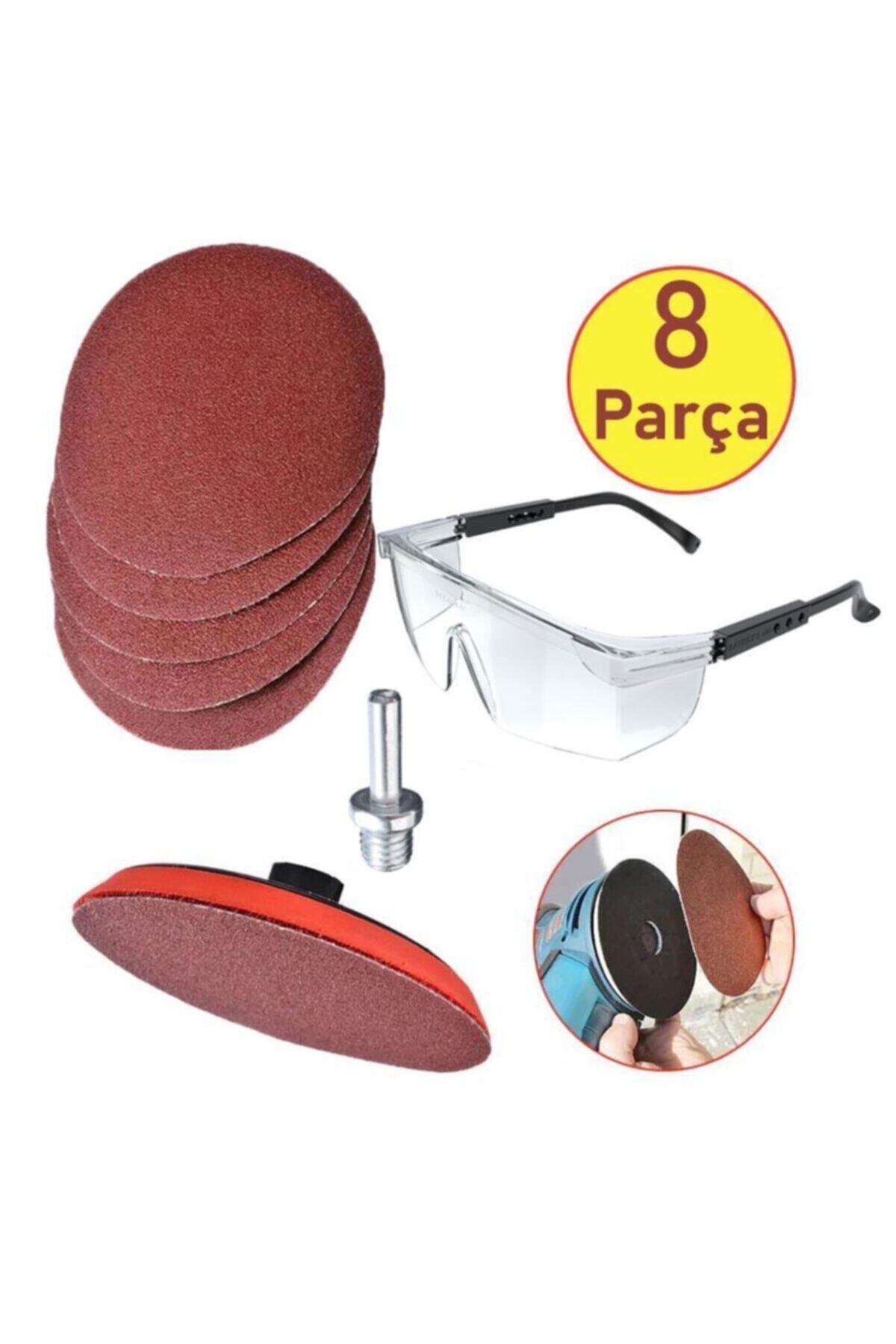 Genel Markalar PROFESSİONEL Cırt Zımpara Seti Matkap Aparatı Gözlük 115 Mm 8 Parça OKAN HIRDAVAT