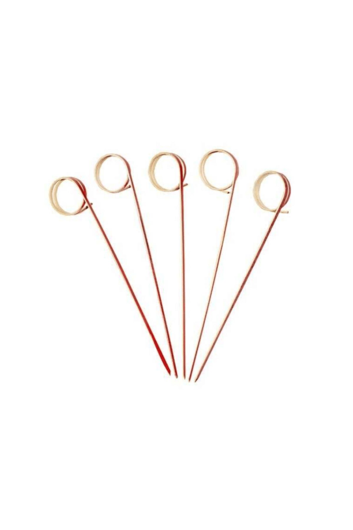 yuandong Bambu Kırmızı Halka Kürdan 15Cm (50'li), Sunum Kürdanı