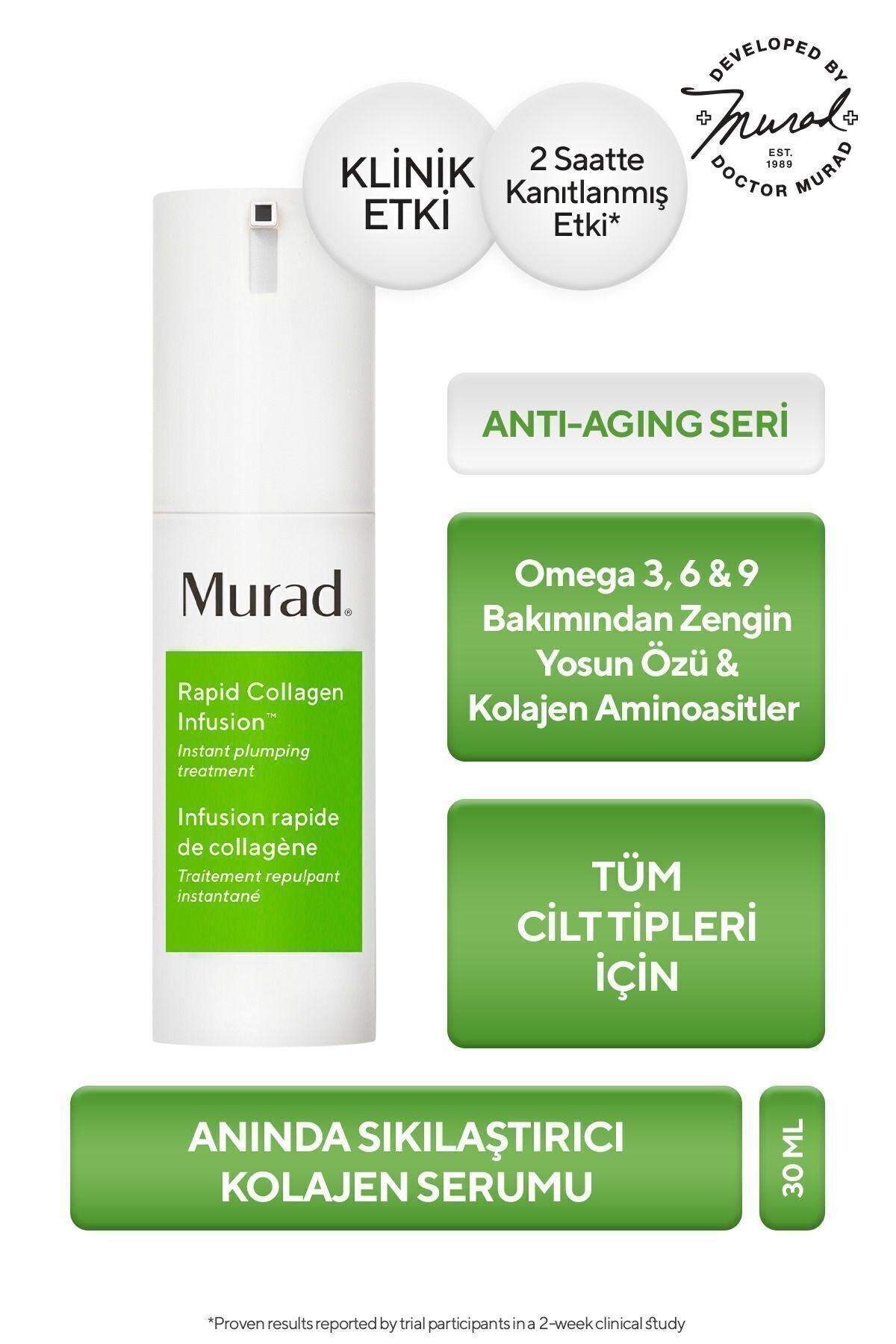 Murad Kolajen İçeriği İle Kırışıklık ve İnce Çizgileri Anında Sıkılaştırıcı Serum 30 ml