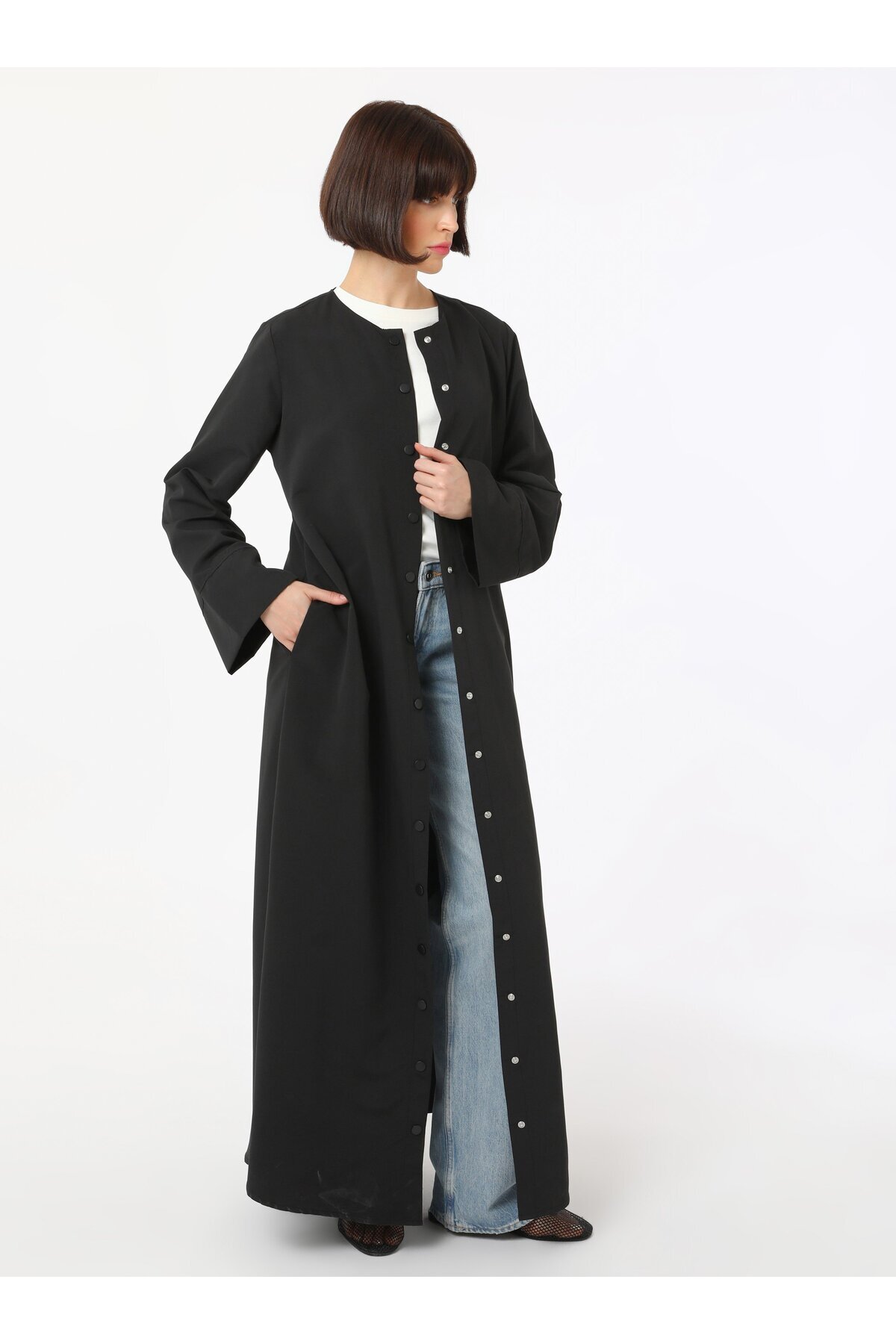 Refka-Snap Detailed Cap / Top Coat - Black - Refka 2