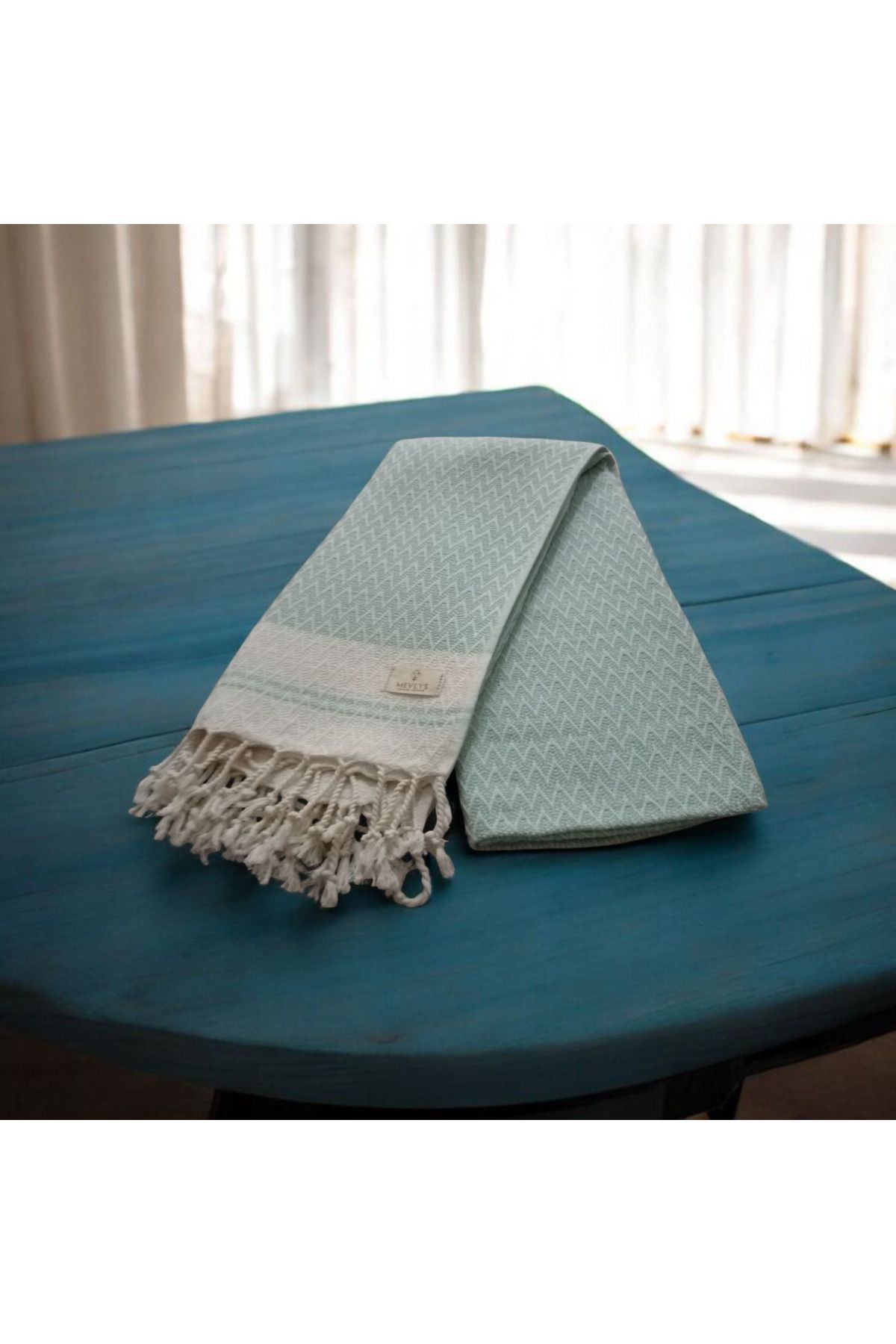 tulu tekstil Peştemal Plaj Havlusu 90*180 cm %100 Pamuklu Su Yeşili Renk