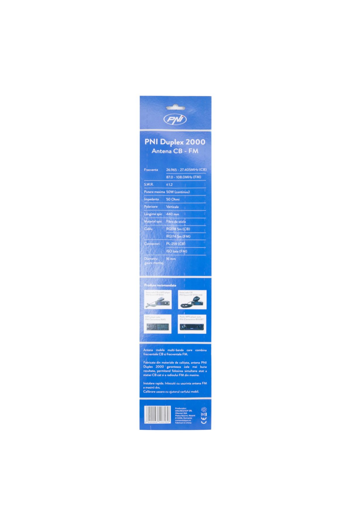 PNI-Antena CB PNI Duplex 2000 CB-FM, 26-28MHz (CB), 87-108MHz (FM) 8