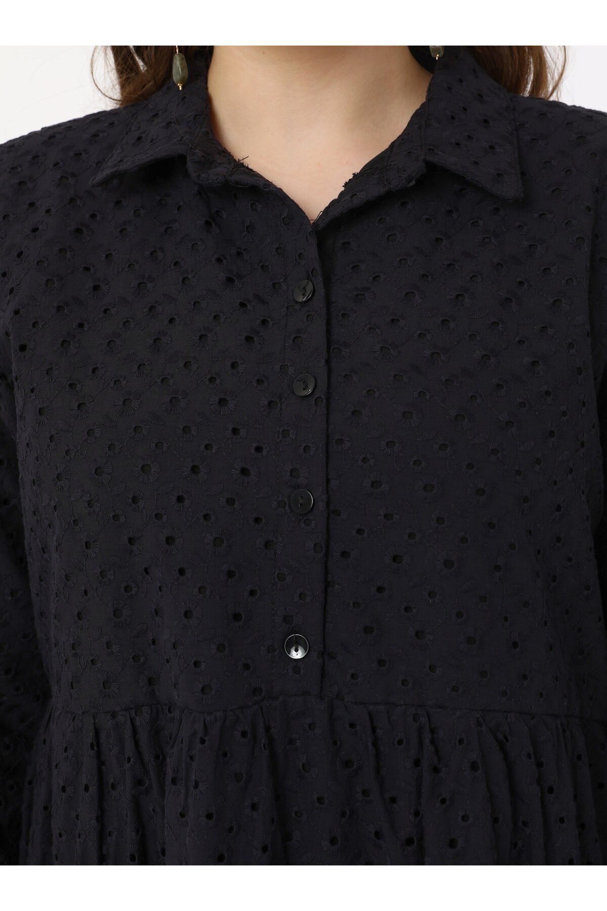 ALİA-Plus Size Embroidered Hijab Dress - Black - Alia 7