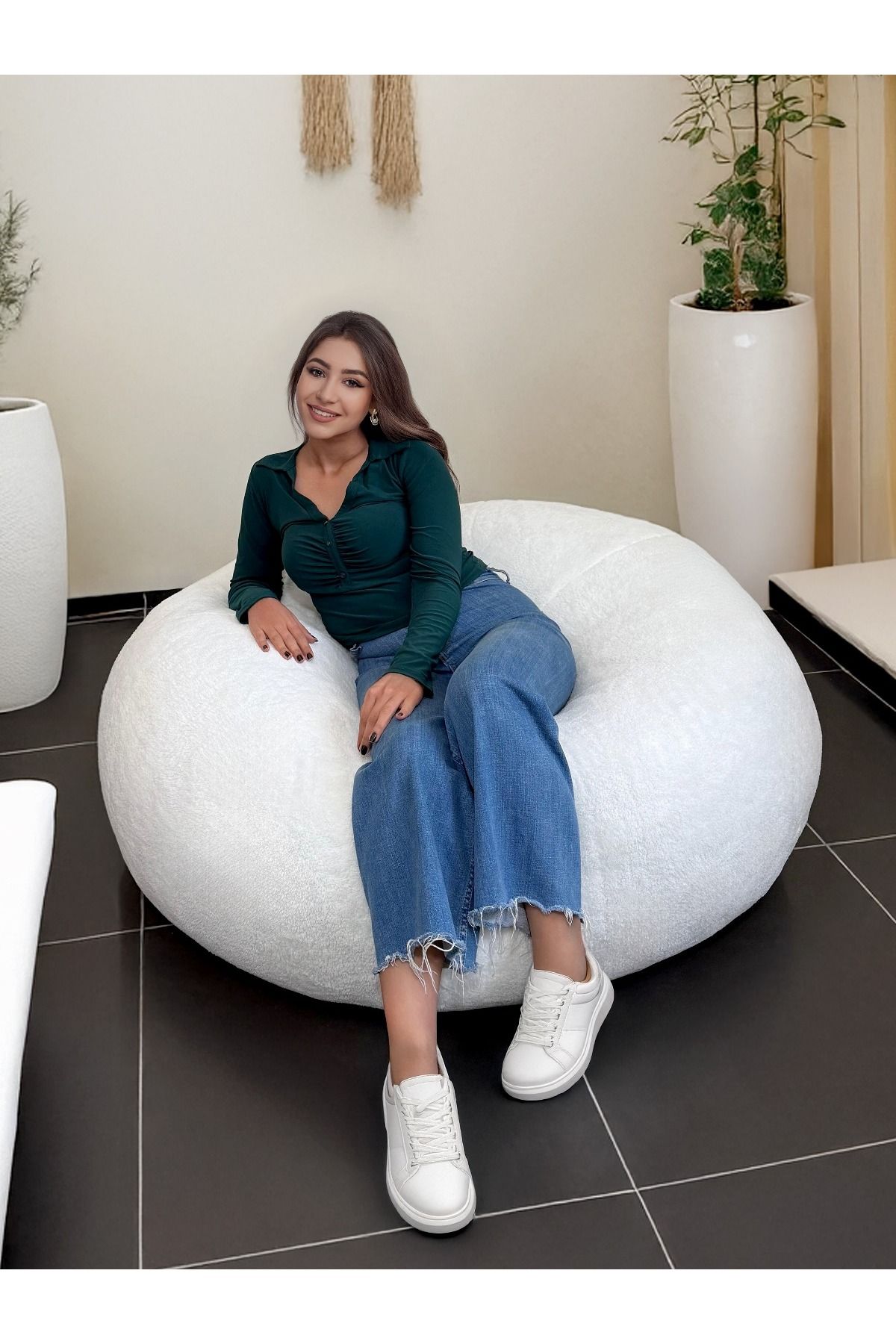 Dev Puf Minder Dinlenme Puf'u 140 Cm Puf Bench Peluş Kumaş