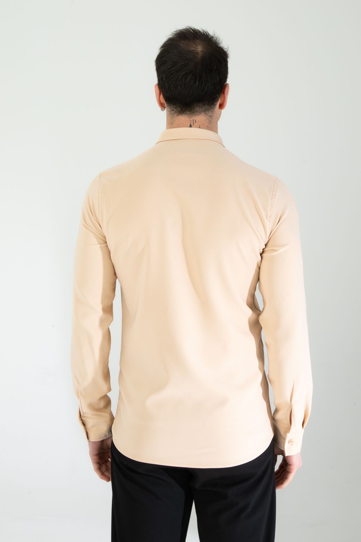 Artı1-Slim Fit Long Sleeve Easy-Iron Sweat-Absorbing Breathable Texture Four Seasons Men's Shirt 6