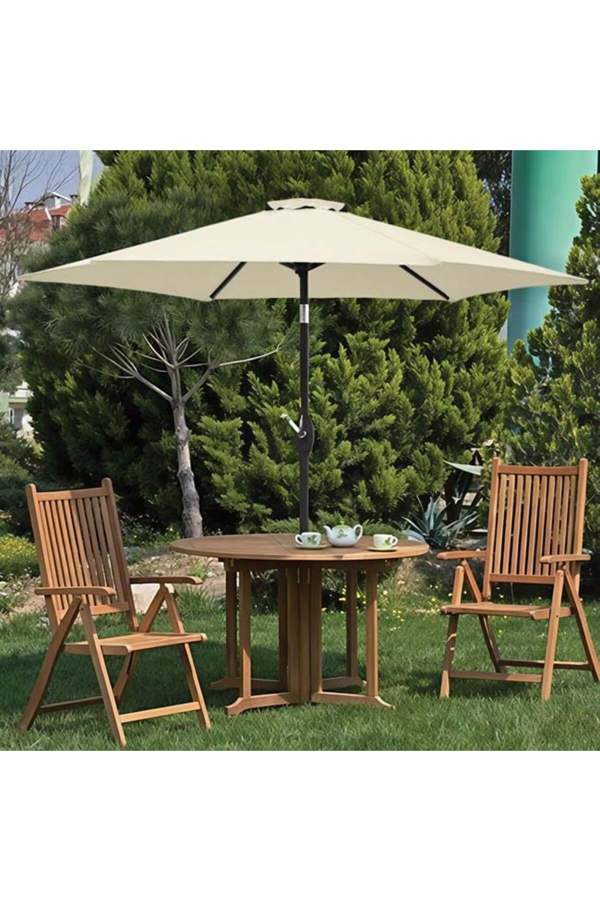 OEM Umbrela De Gradina Si Terasa Bej Cu Inclinatie, Rezistenta La Vant, Cadru Din Otel, Diametru 2.7 M - One Size