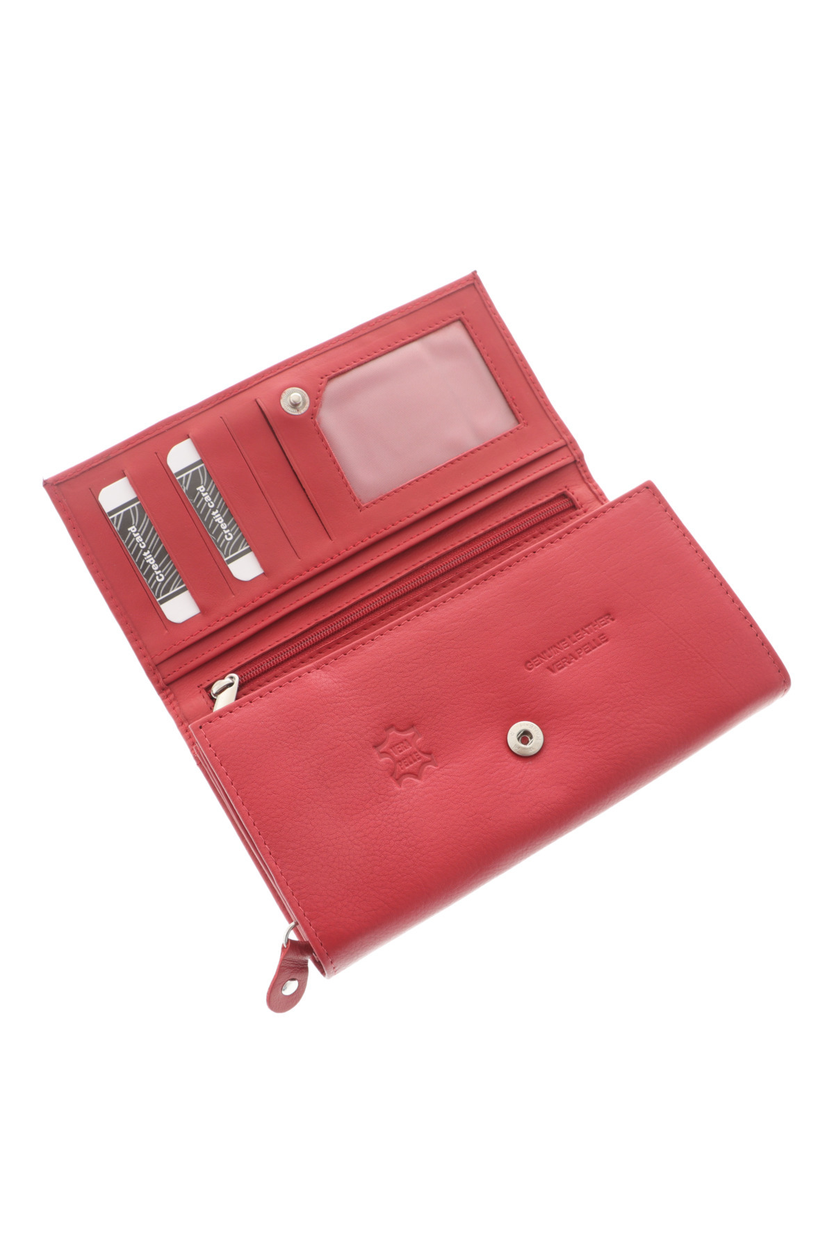GiftExpress-Women's red genuine leather wallet La Scala 18cm 5