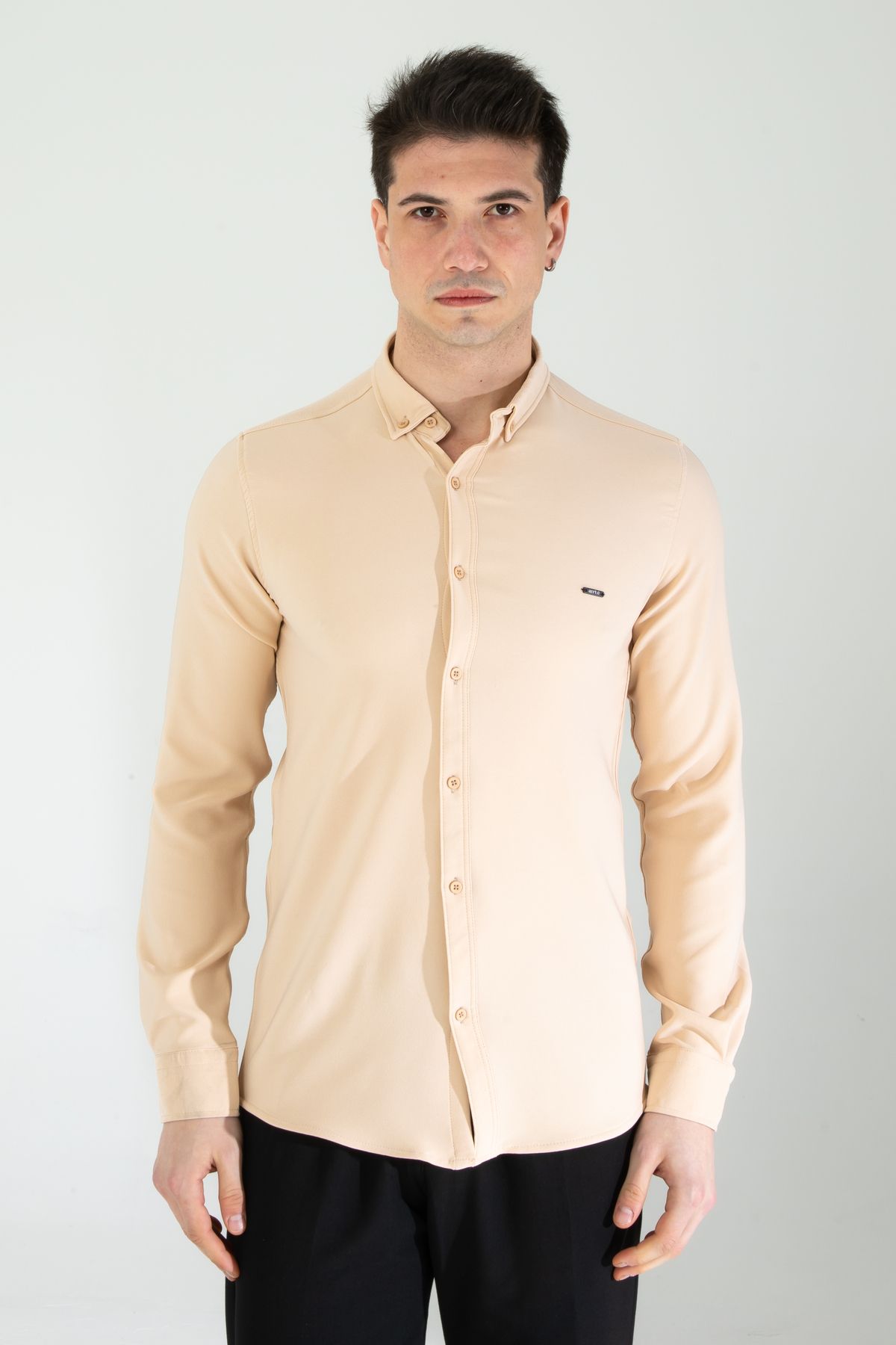 Artı1-Slim Fit Long Sleeve Easy-Iron Sweat-Absorbing Breathable Texture Four Seasons Men's Shirt 4