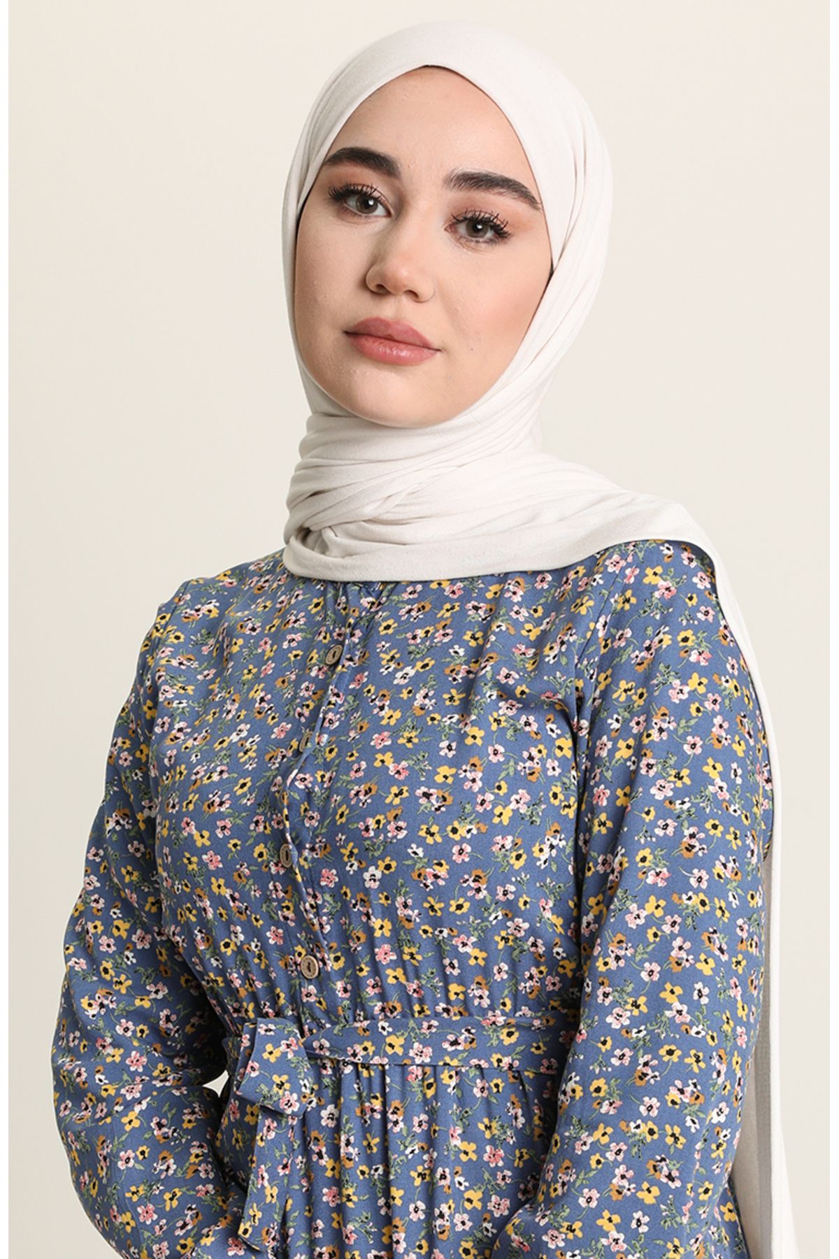 sefamerve-Φόρεμα Indigo Floral Print - 4066-05 4
