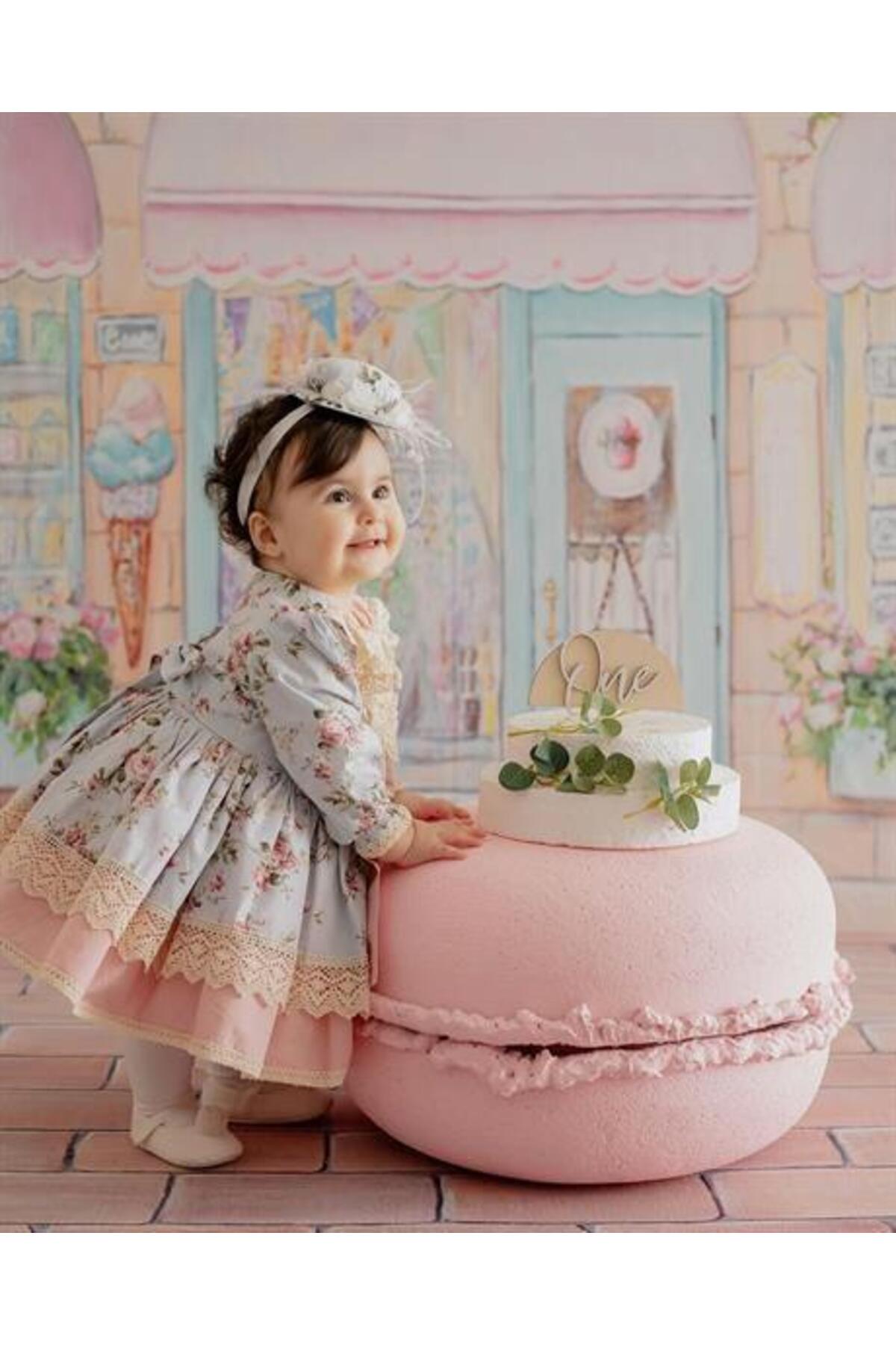 Hly Karol Tasarım Mavi Okyanus Vintage Kız Bebek Elbisesi,Doğum günü,fotoğraf çekim elbisesi,0-12 Yaşa Uygun fotoğrafı 5 (önizleme)