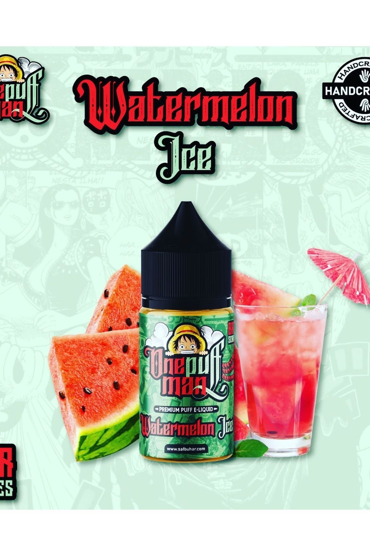 ONE PUFF MAN Watermelon I-C-E | 30ML/50MG | Premium Likit Gıda Aroması