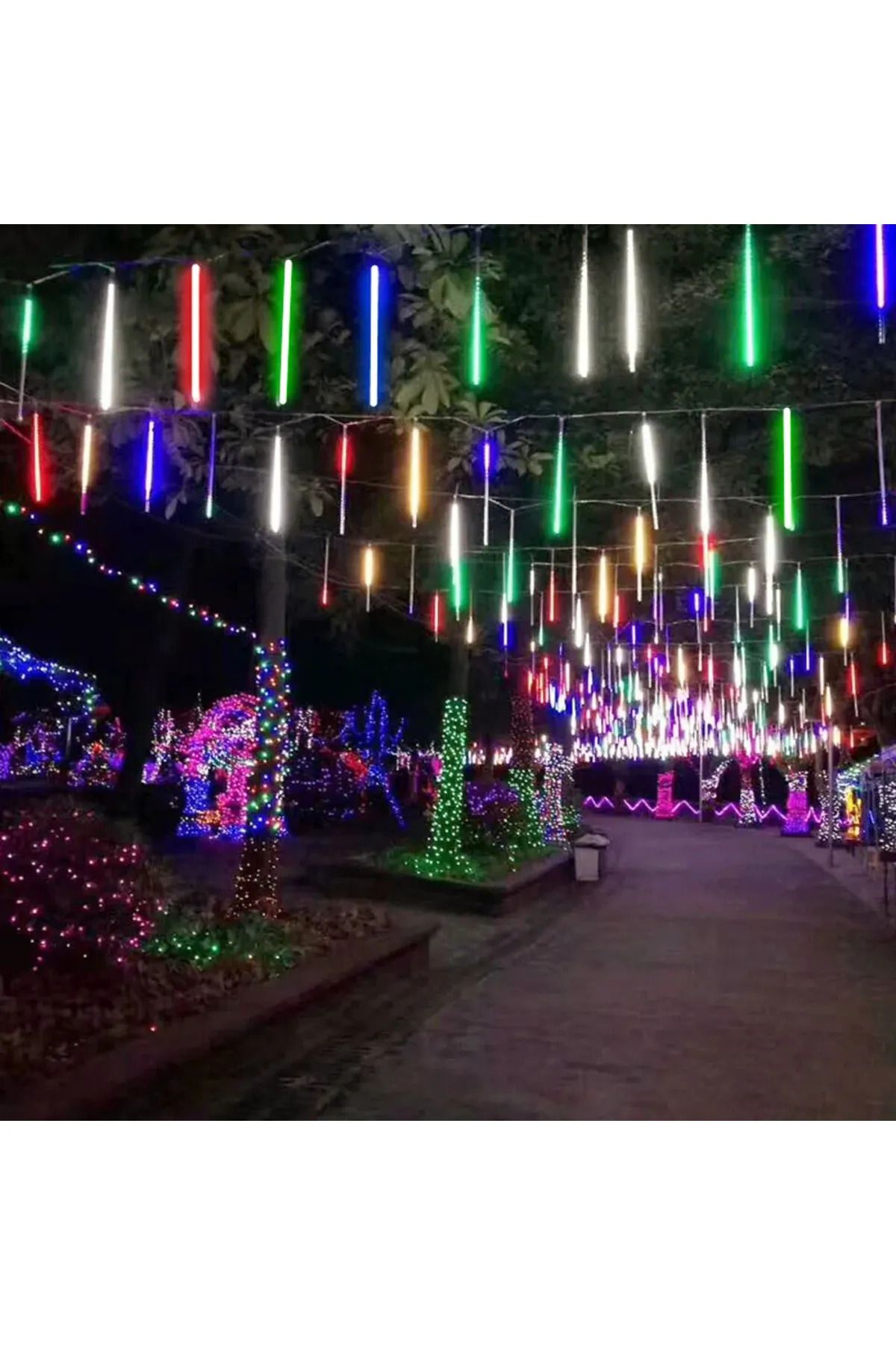 eminonundenal 8 Saçaklı Kayan RGB Karışık Renkli Işıklar Meteor Yağmur Led Akar Led Dış Mekan Parti Yılbaşı Işık