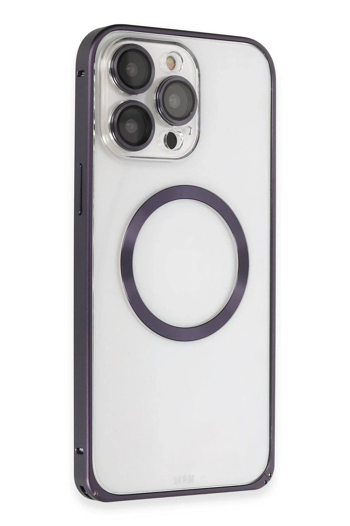 Joko iPhone 14 Pro Max Kılıf Metal Bumper Magneticsafe Kapak - Derin Mor JOJUA