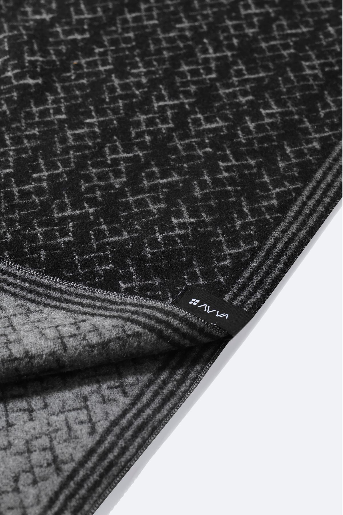 Avva-Men's Black Patterned Shawl A42Y9403 3
