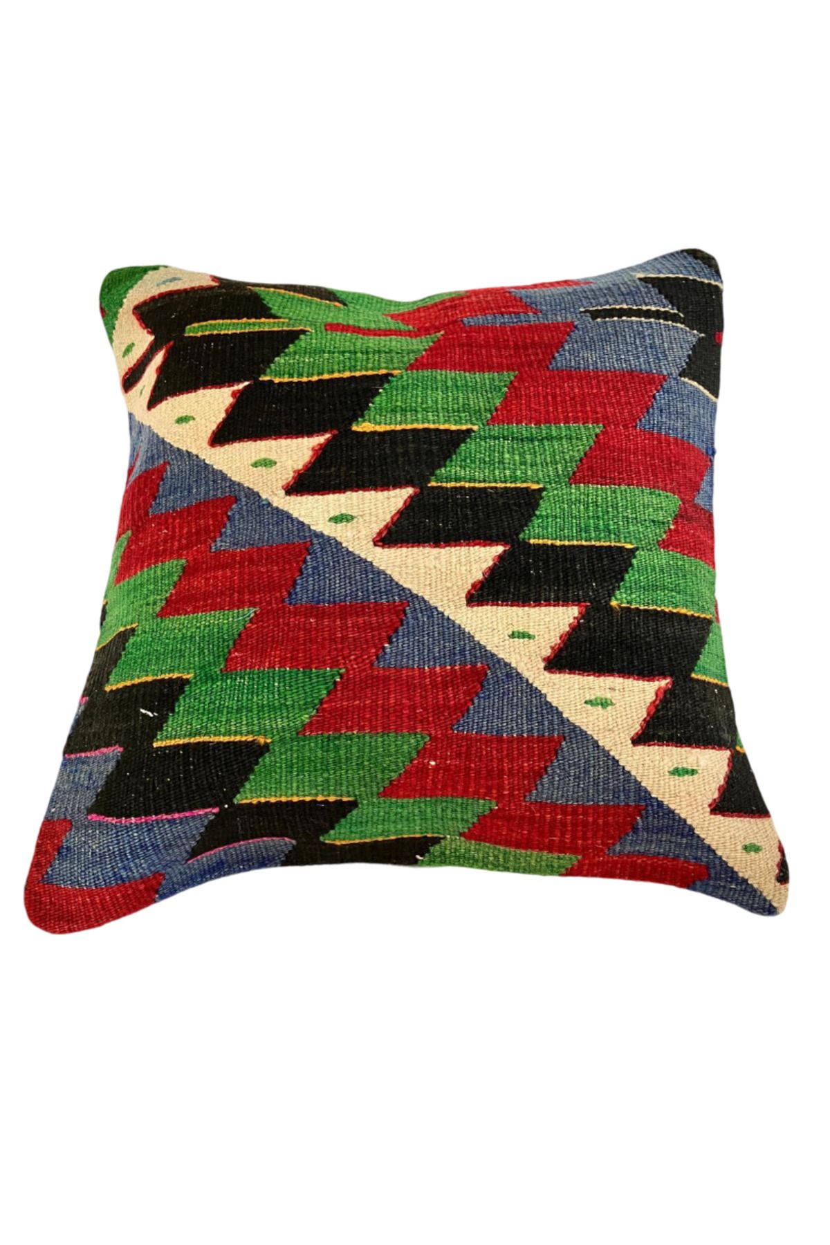 Atelier05 Zarafetin Dokusu: El Yapımı, Yün Dokuma Otantik Kilim Yastık/Kırlent Kılıfı 0027