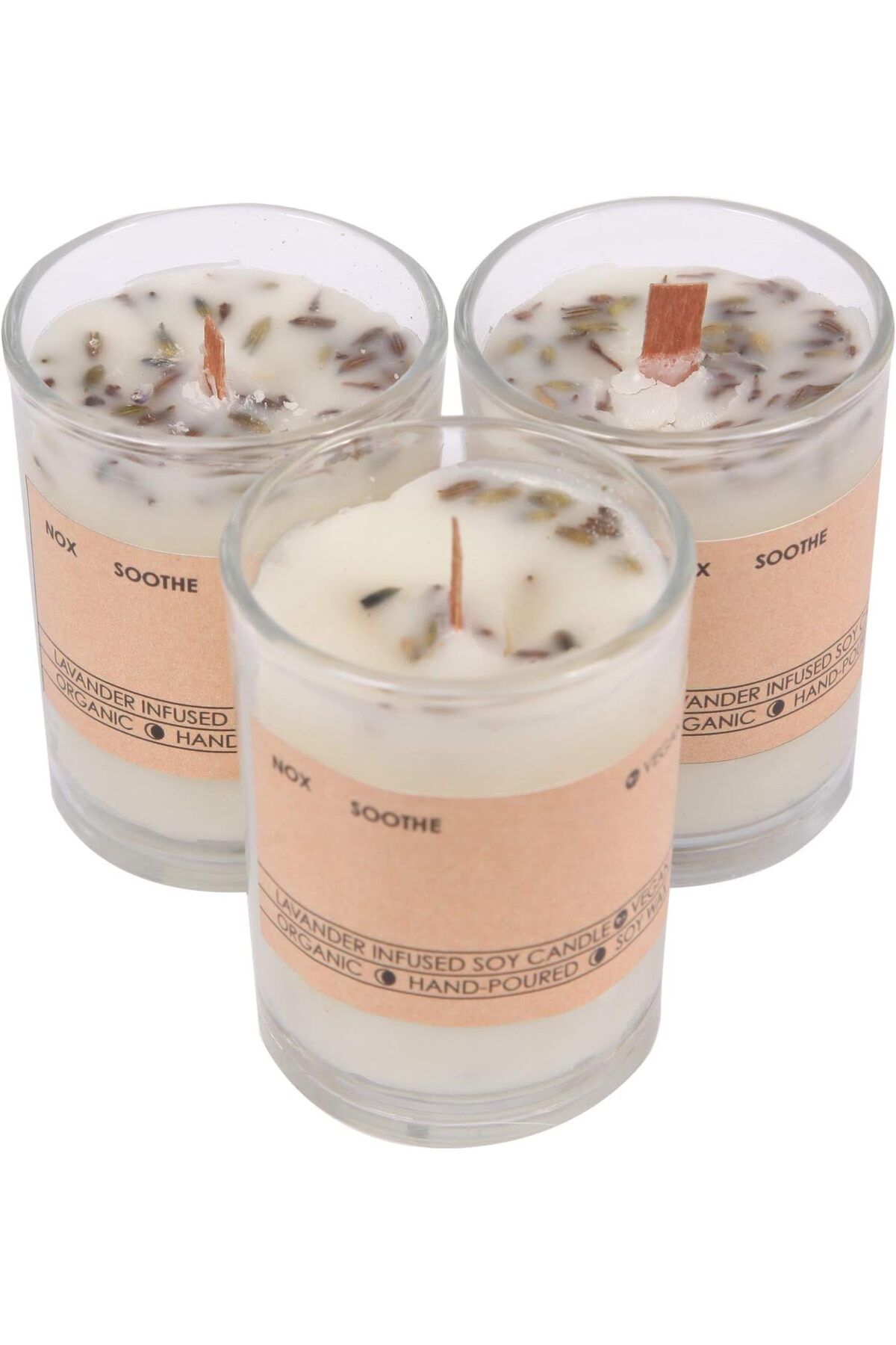 Mu Art Ahşap Mrt Lavanta Kokulu Doğal Soya Mumları 3'lü Set Art 871301
