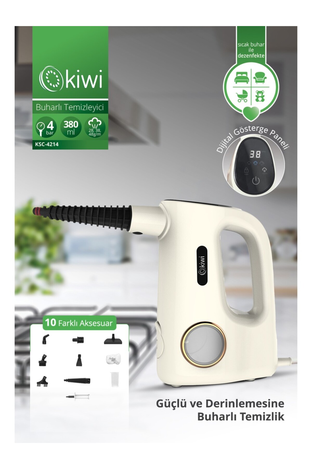 Kivi KSC-4214 Dokunmatik Panelli Ekstra Uzatma Borulu Buharlı