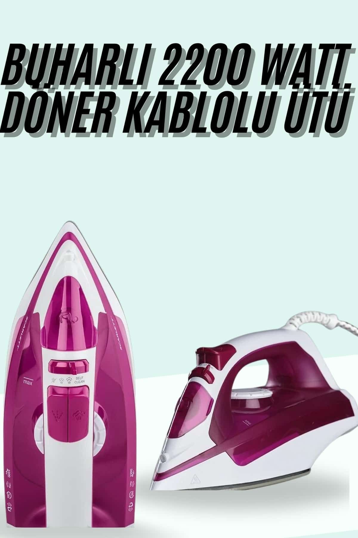 ASTRALTECH Buharlı Ütü 2200 Watt Seramik Tabanlı Taşınabilir Kablolu Ütü