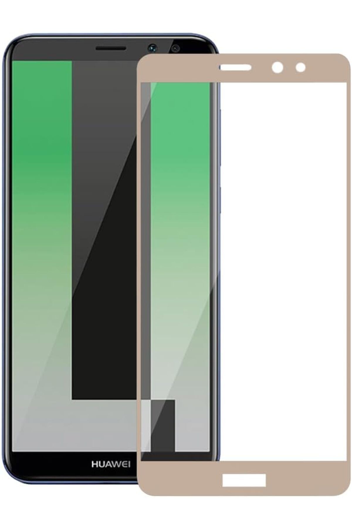 Mu Art Ahşap Mrt Mate 10 Lite Uyumlu Full Kaplayan Temperli 5D Ekran Koruyucu Cam (Gold) Art 871301