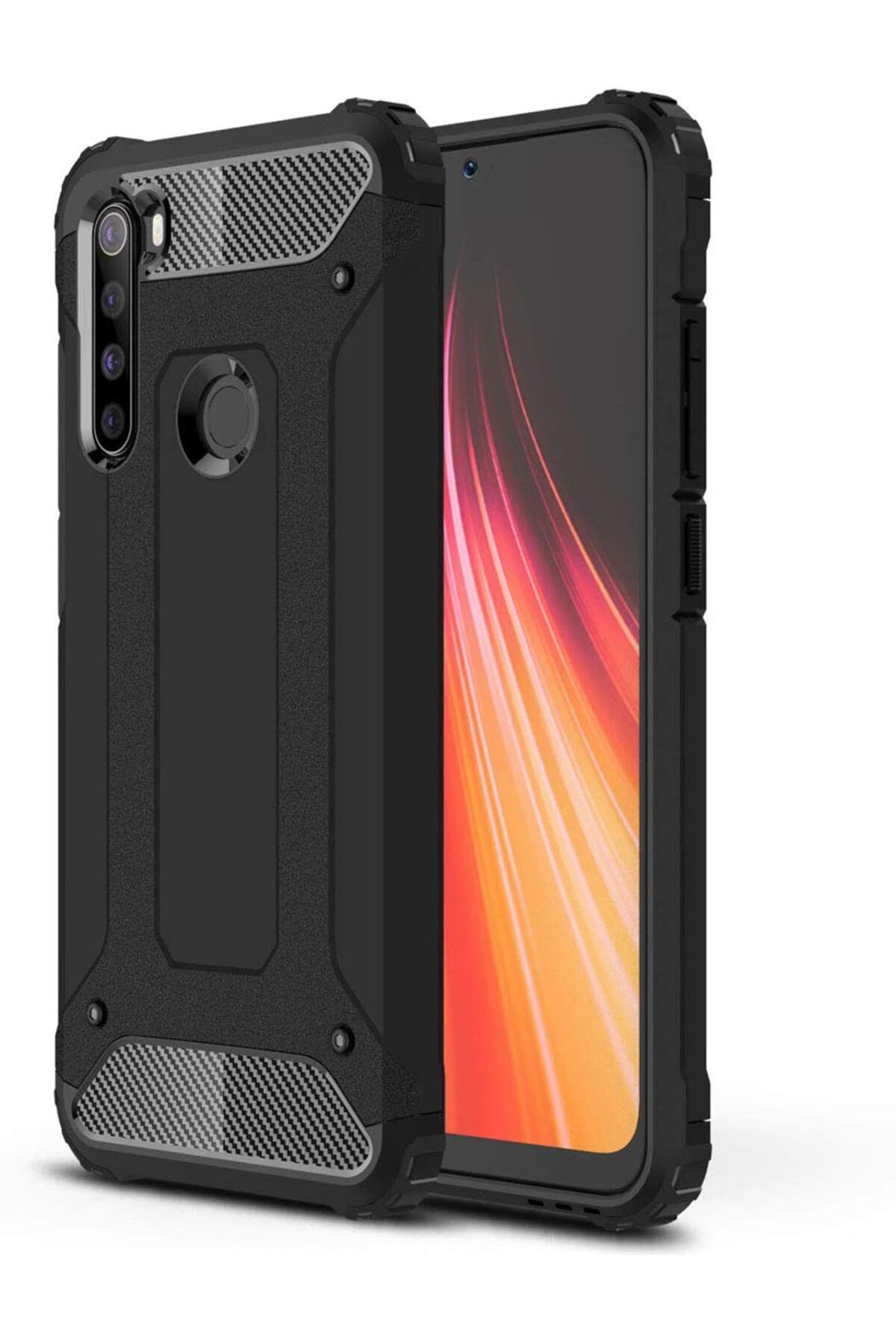 STOREMAX SRT Xiaomi Redmi Note 8T için Kılıf Rugged Armor Siyah [Redmi Note 8T ile Uyumlu Kılıf - Siyah]