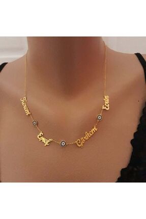 GÜMÜŞ Kişiye Özel 925 Ayar Gümüş 3-4 İsimli Nazar Boncuğu Kolye