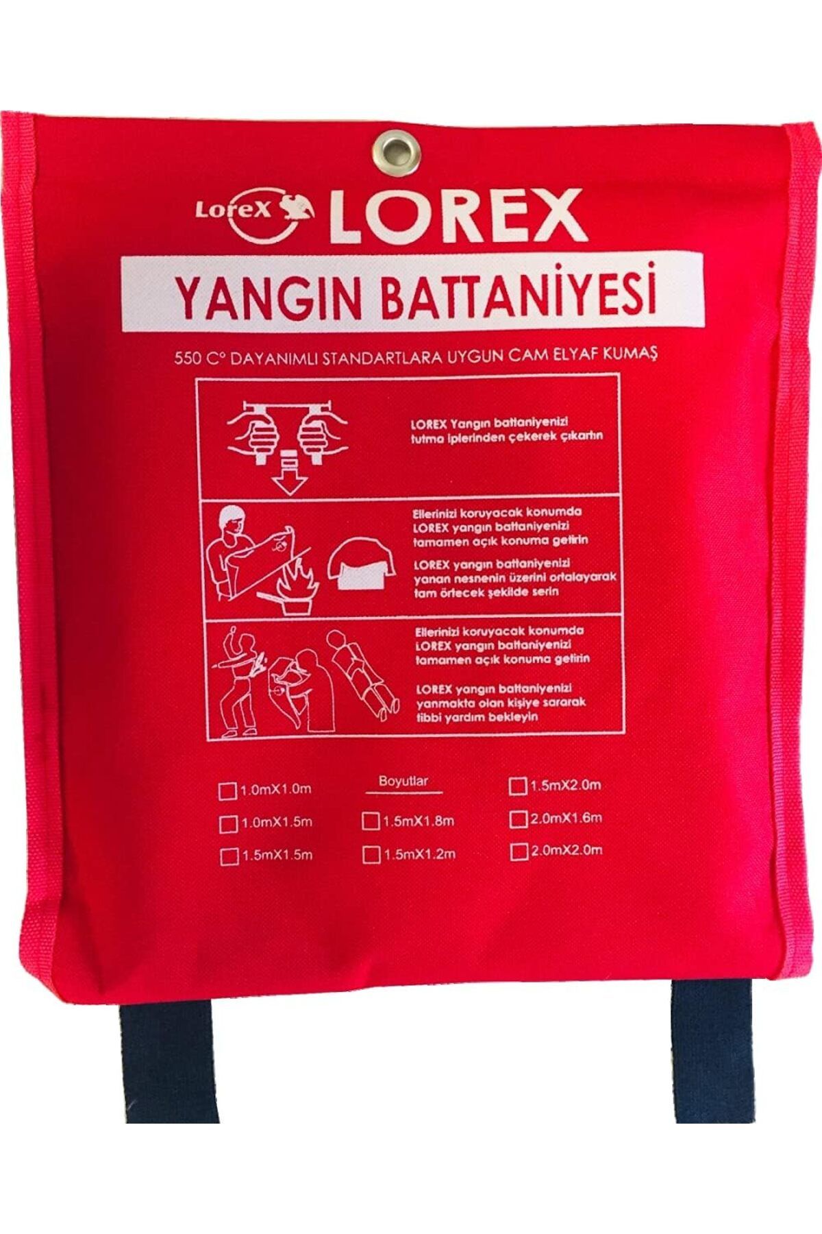 Mu Art Ahşap Mrt LR-FB1010C Yangın Battaniyesi 100cm x 100cm Çantalı, Kırmızı Art 871301