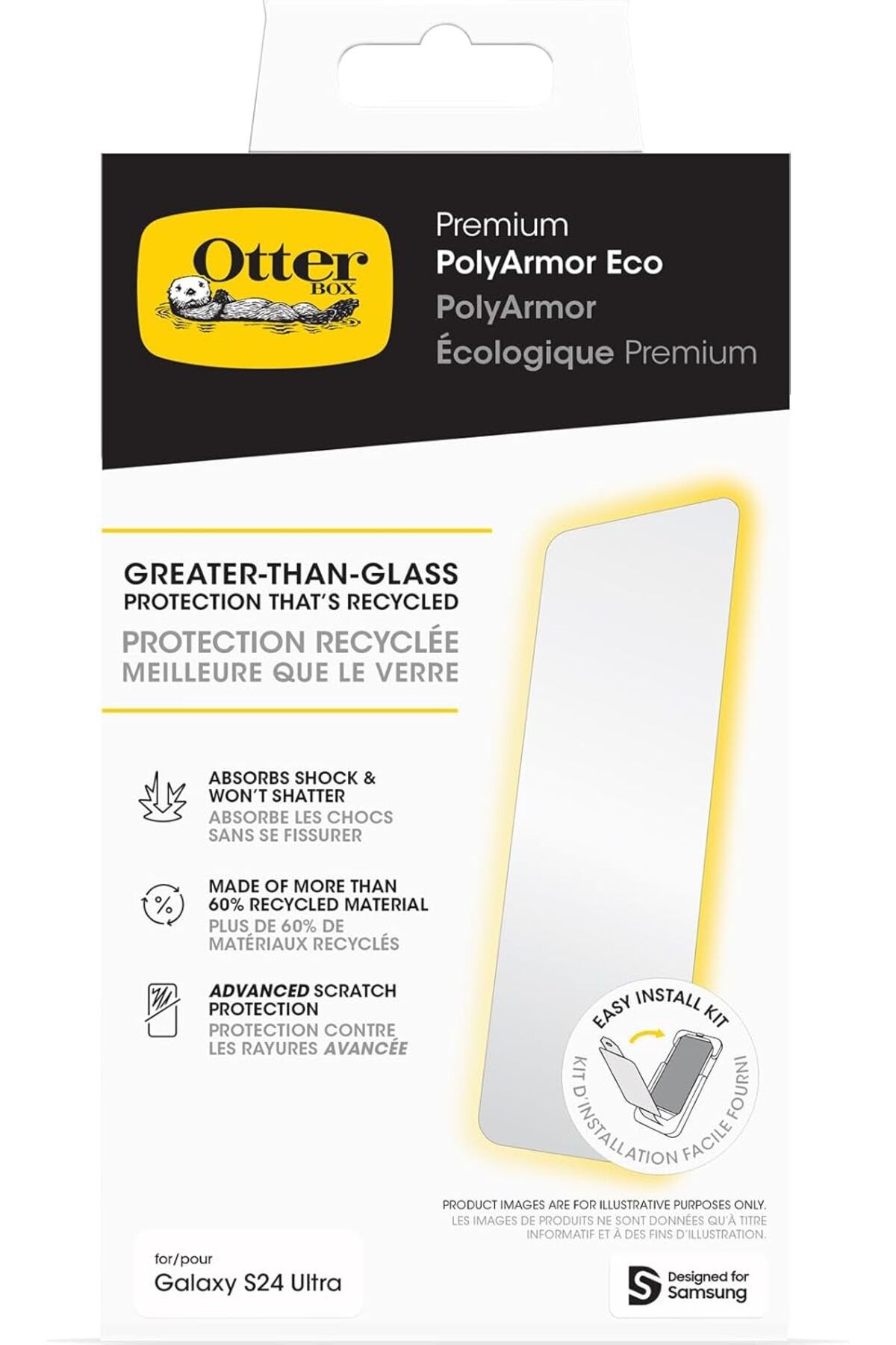 LUXE Galaxy S24 Ultra Polyarmor Premium - Şeffaf,%60 geri dönüştürülmüş malzeme, canlı netlik,