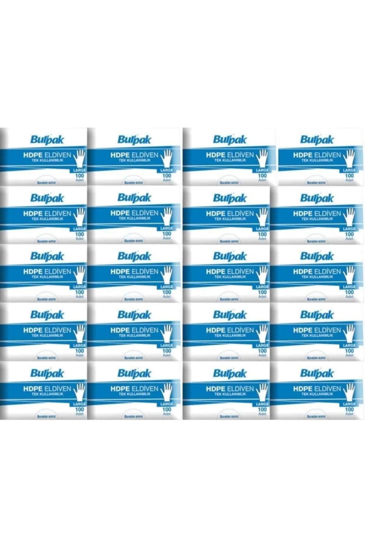 Mu Art Ahşap Mrt HDPE İş Temizlik Tek Kullanımlık Şeffaf Eldiven/Büyük Boy / 100 Adetlik 20 Paket - Koli A