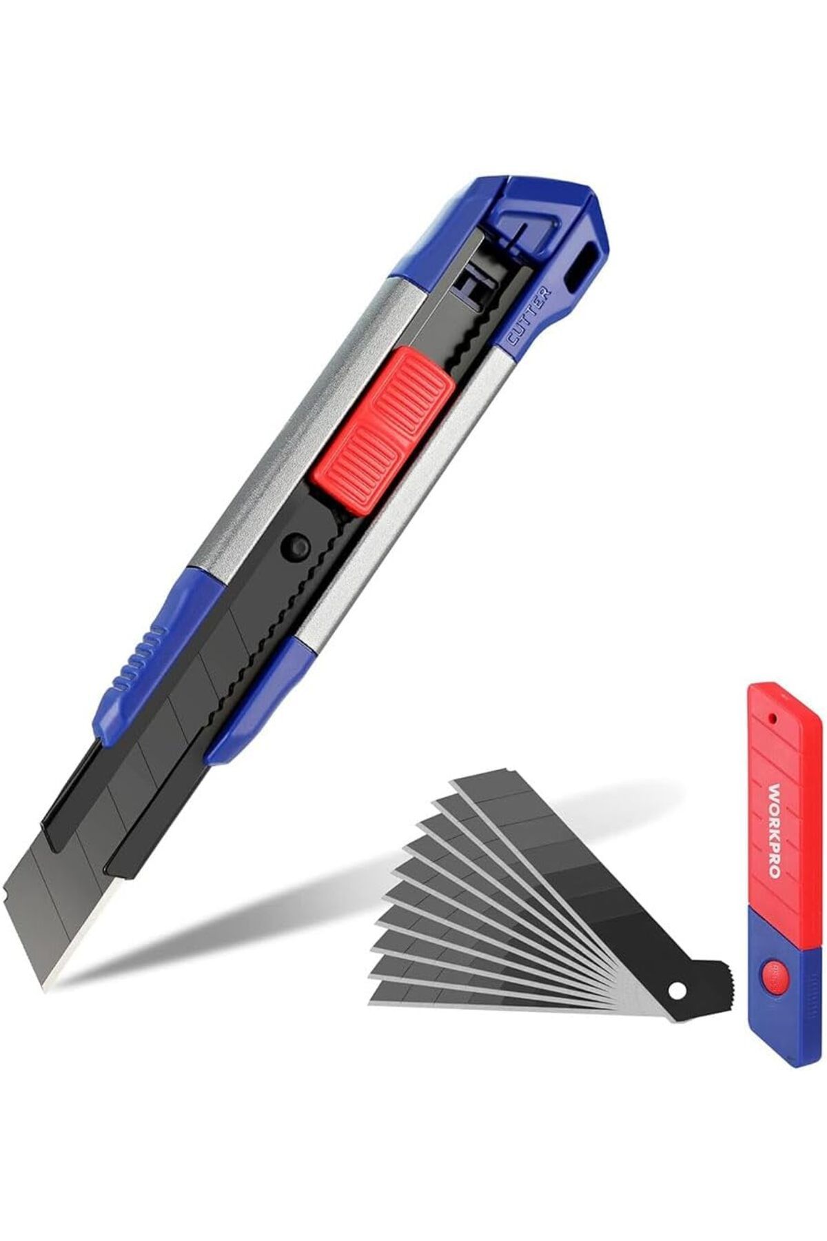 STOREMAX ELZ WP212022 18 mm Ağır Hizmet Alüminyum Kasa Maket Bıçağı + 10 Adet Yedek Bıçak FRNTR 1127