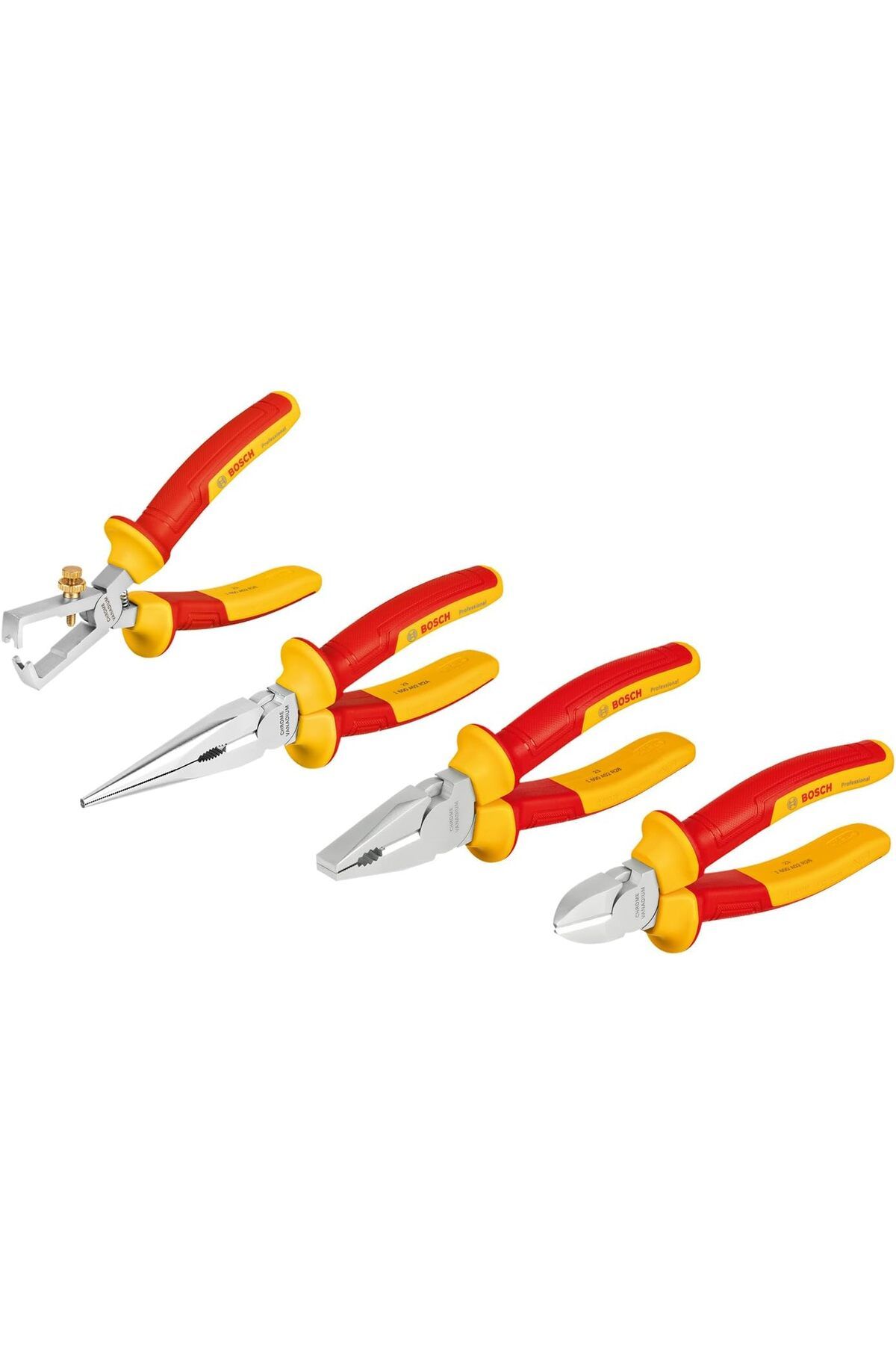Mu Art Ahşap Mrt Professional VDE Pense Seti 4 Parça (1x Yan Keski 160mm; 1x Pense 180mm; 1x Kargaburun 200mm; 1
